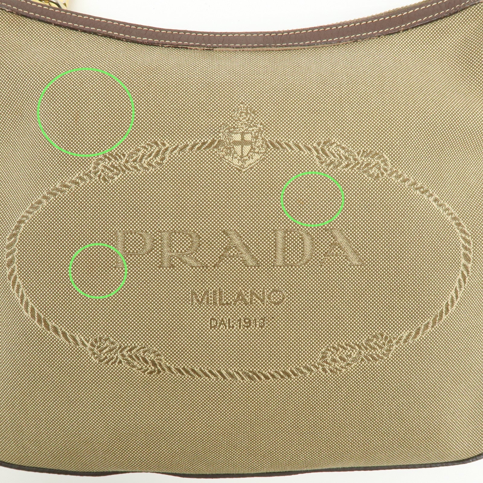 PRADA Logo Jacguard Leather Shoulder Bag Crossbody Bag Brown