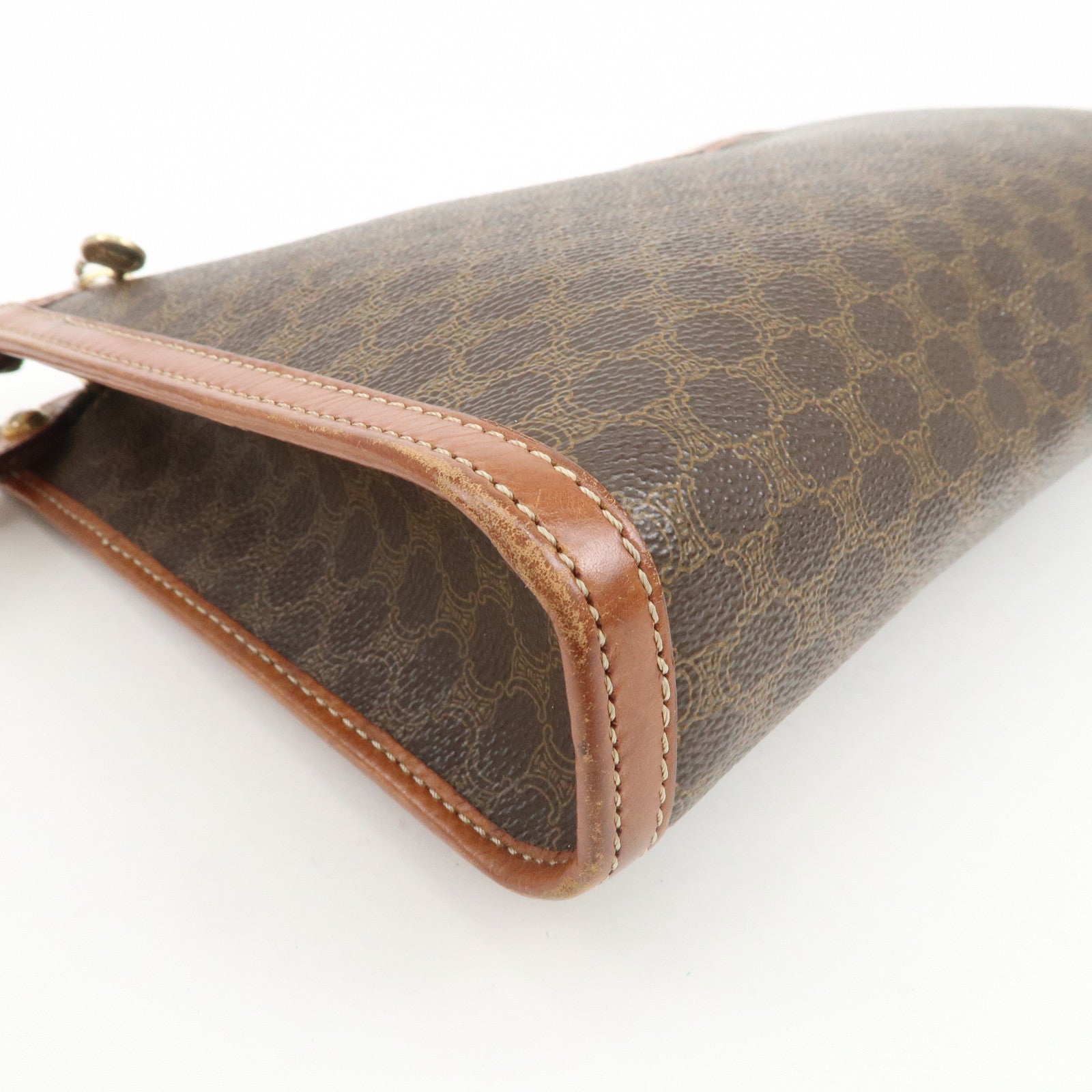 CELINE Macadam PVC Logo Leather Clutch Bag Brown