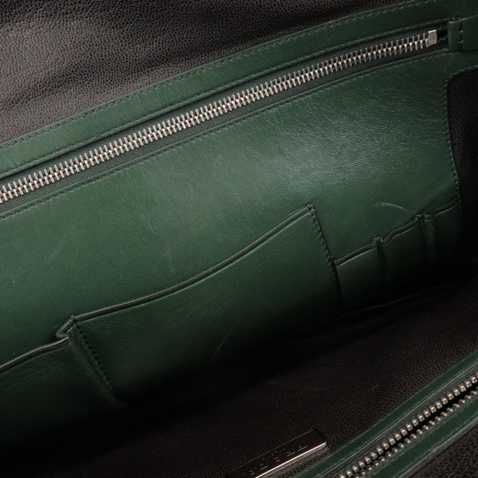 PRADA Triangle Logo 2Way Leather Hand Bag Shoulder Bag Green