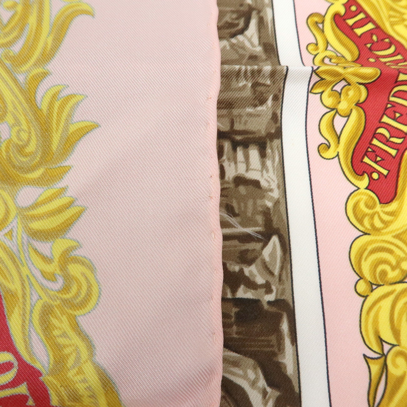 HERMES Carre 90 Silk 100% Scarf SANSSOUCY Pink White