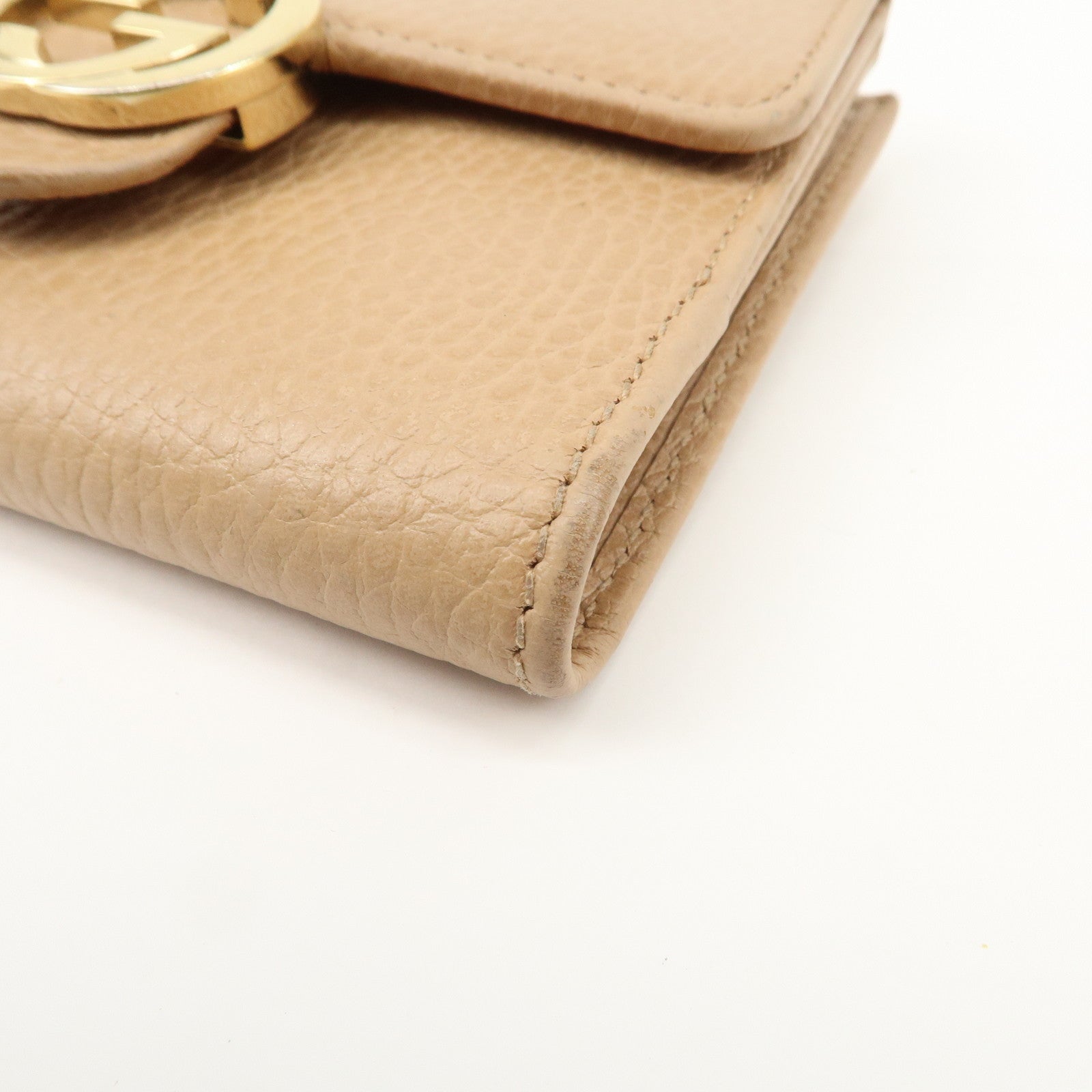GUCCI Interlocking G Leather Bi-Hold Compact Wallet Brown 615525
