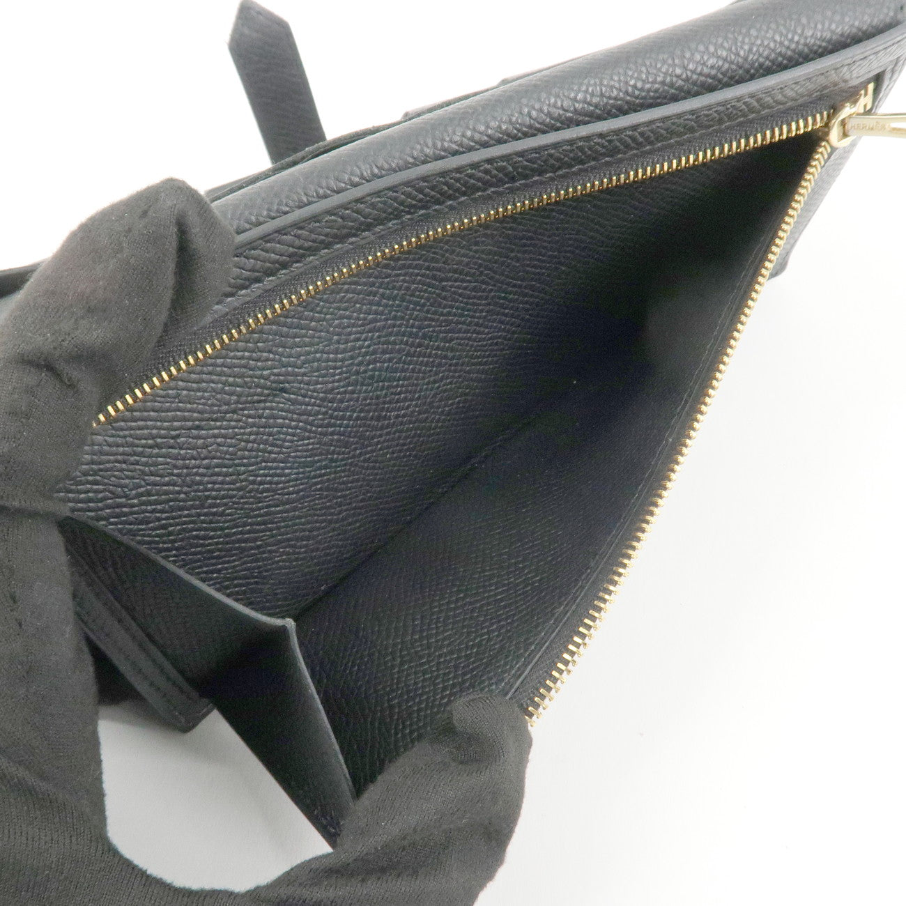 HERMES Epson Bearn Soufflet Long Wallet C Stamped Black Used