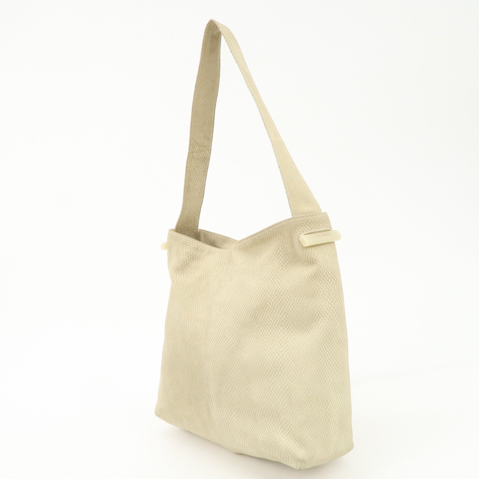 LOEWE Leather Shoulder Bag Hand Bag Ivory Gold Hardware