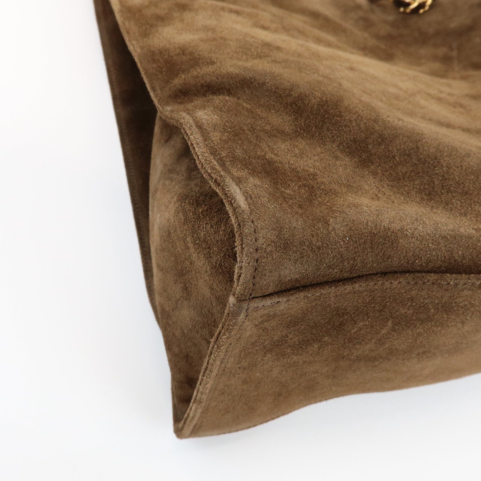 CHANEL COCO Mark Suede Chain Tote Bag Shoulder Bag Brown