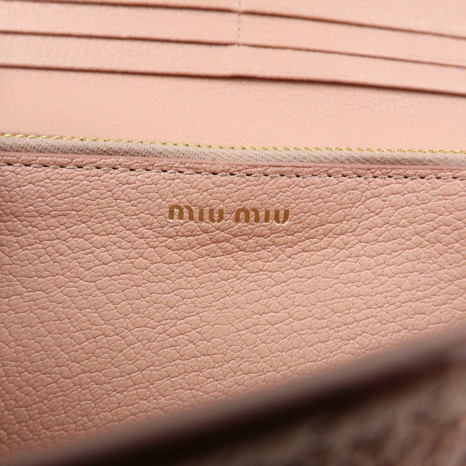 MIU MIU Madras Leather Ribbon Bi-fold Long Wallet Pink 5MH109