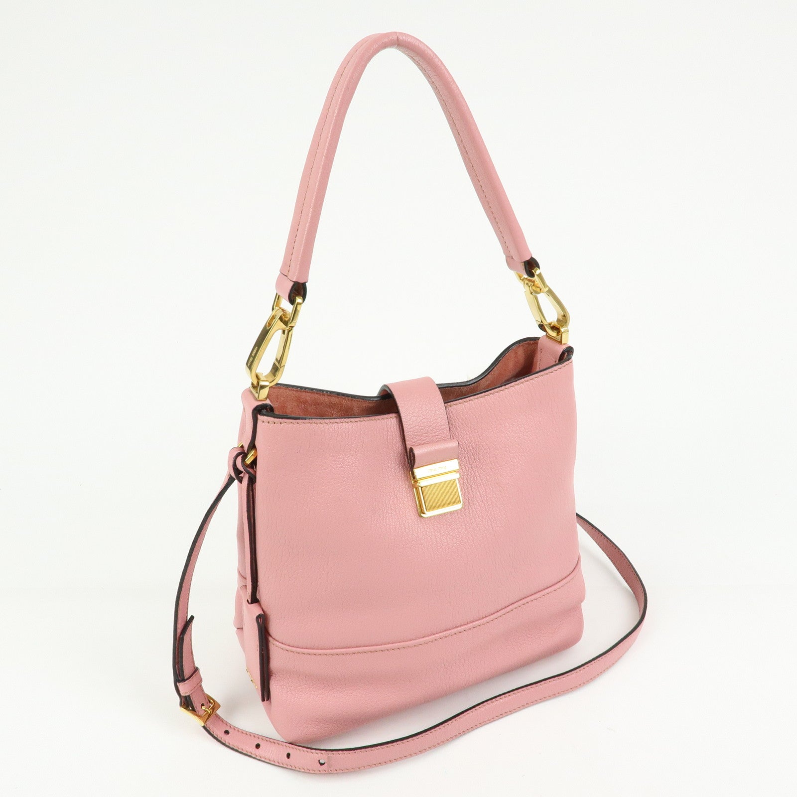 MIU MIU Madras Leather 2Way Bag Hand Bag Shoulder Bag Pink