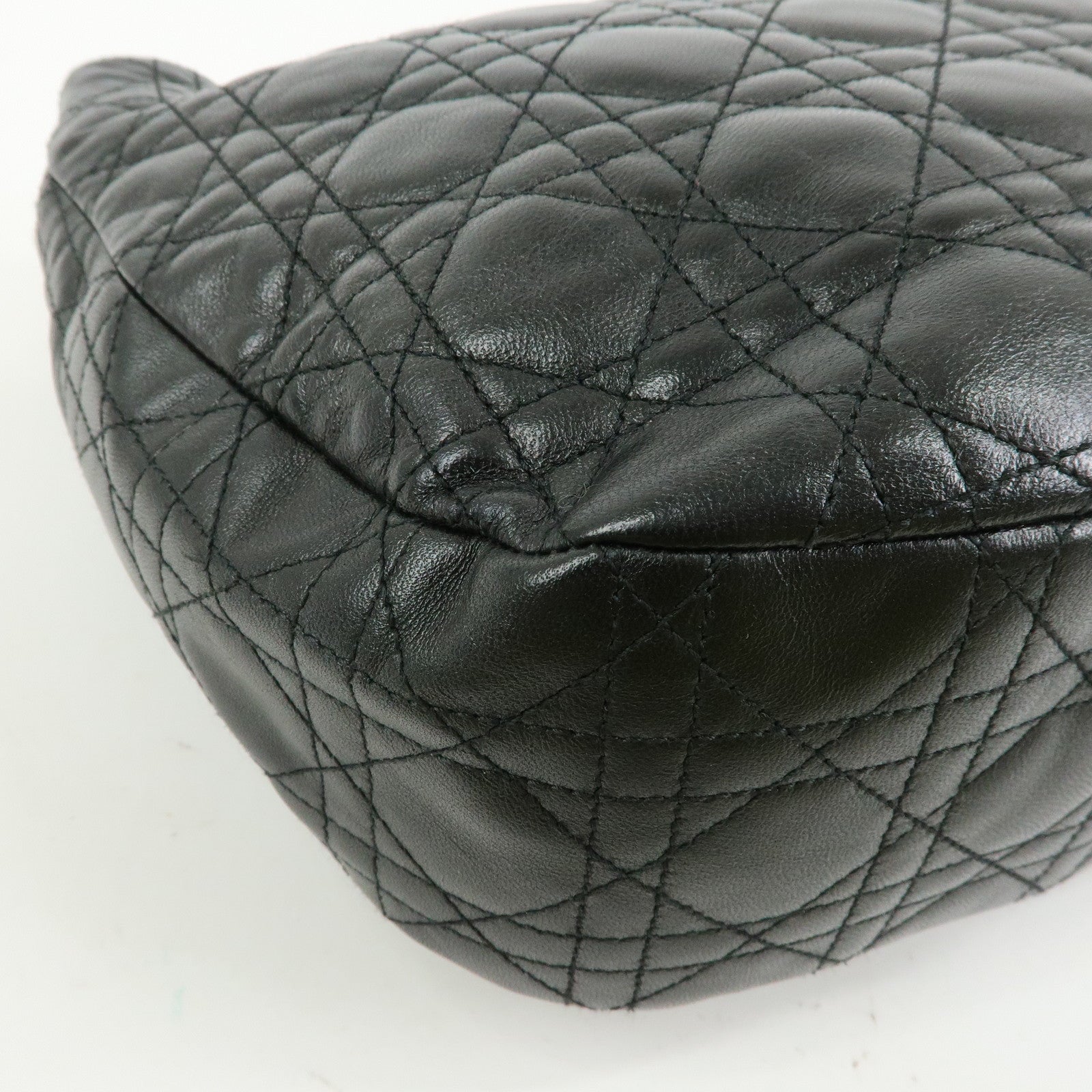 Christian Dior Cannage Lambskin Shoulder Bag Hand Bag Black