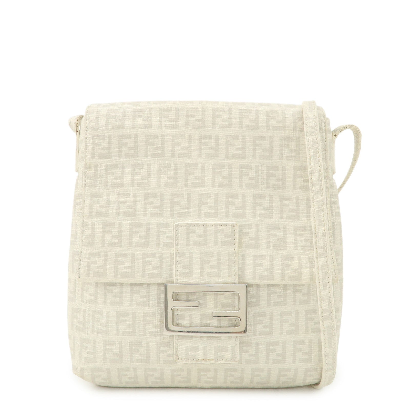 FENDI Zucchino PVC Leather Shoulder Bag Crossbody Bag White 8BT075