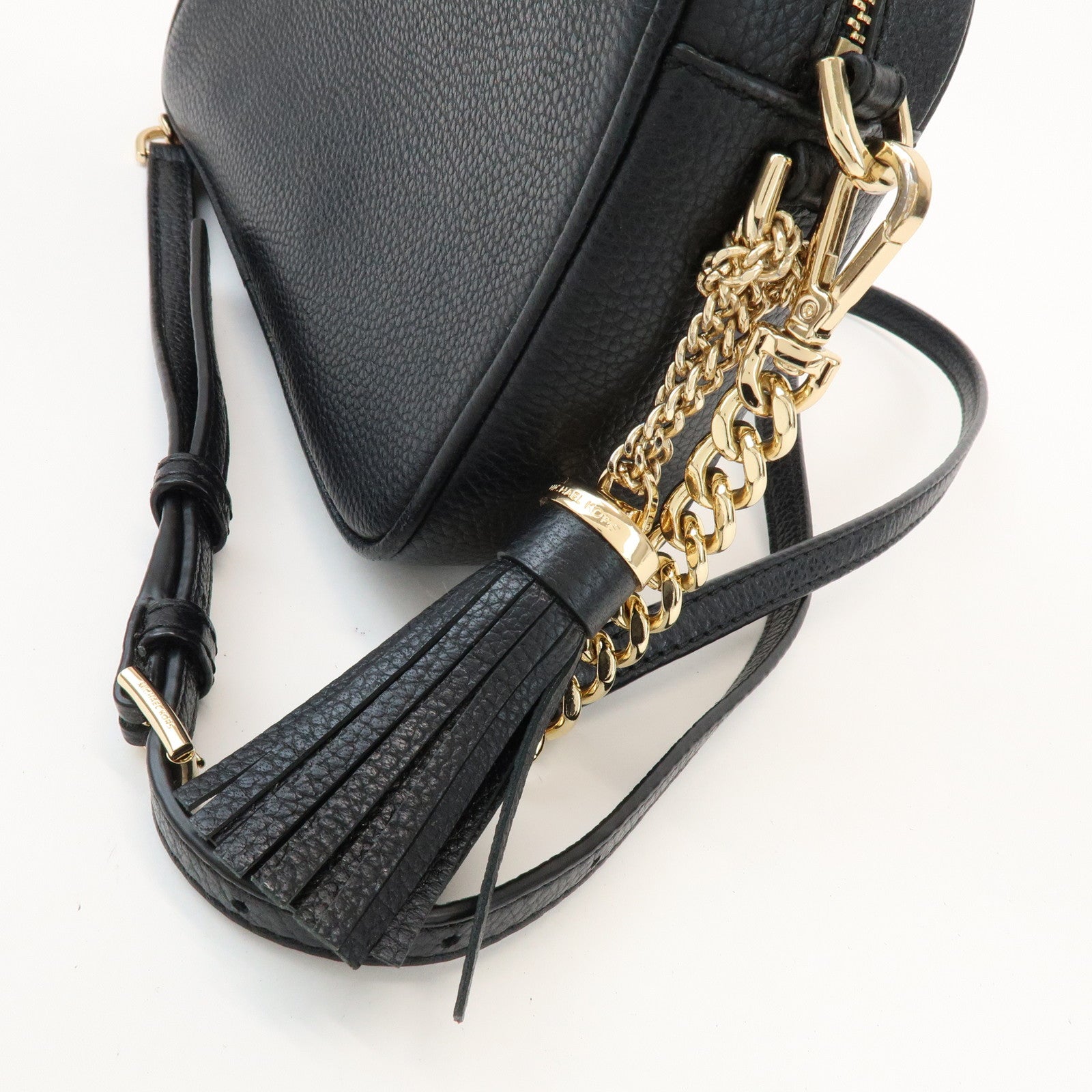 MICHAEL KORS Logo Leather Shoulder Bag Crossbody Bag Black