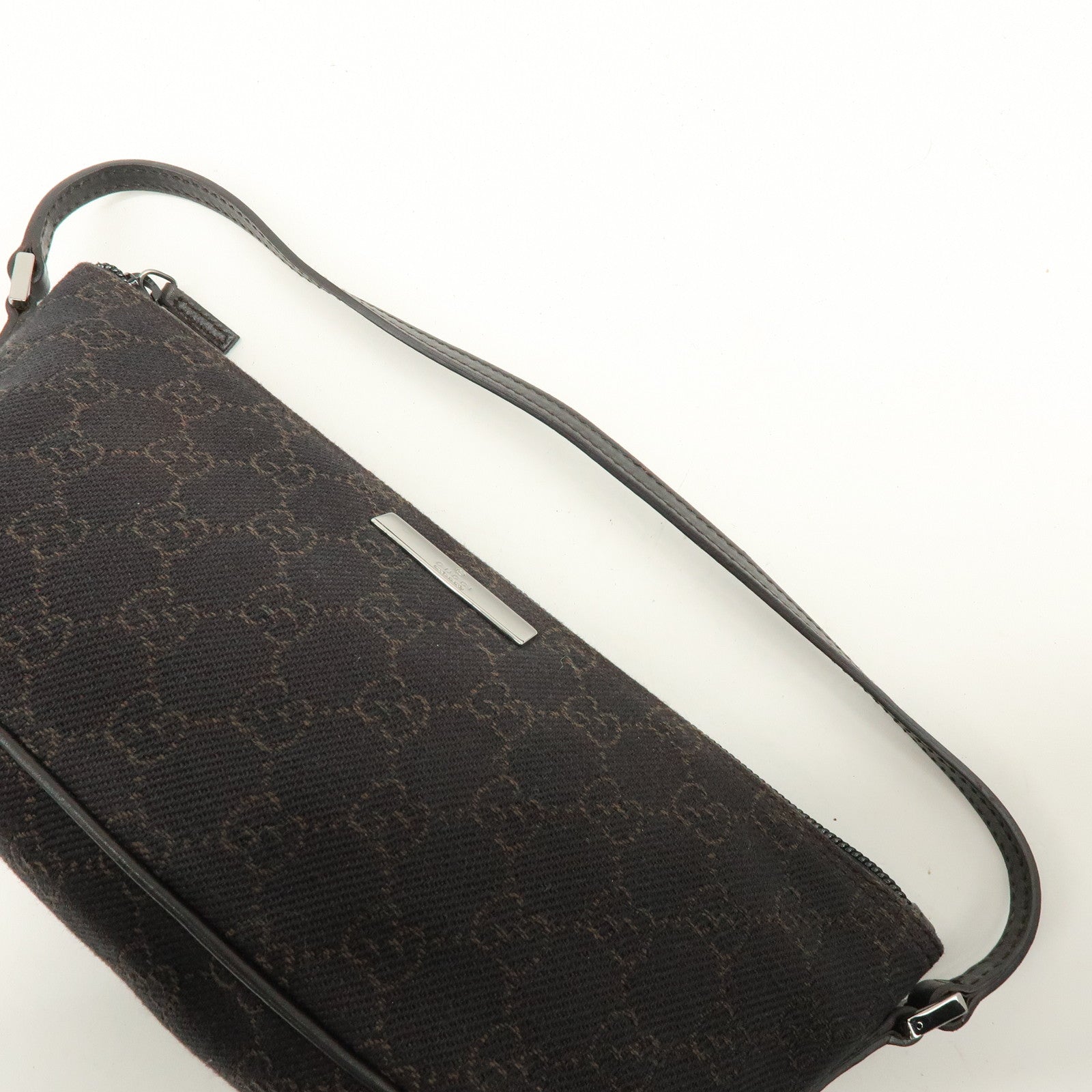 GUCCI Boat Bag GG Canvas Leather Hand Bag Brwon 07198