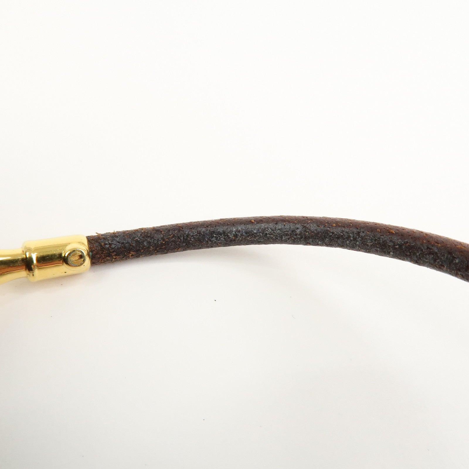 HERMES Jumbo Choker Leather Bracelet Gold Brown