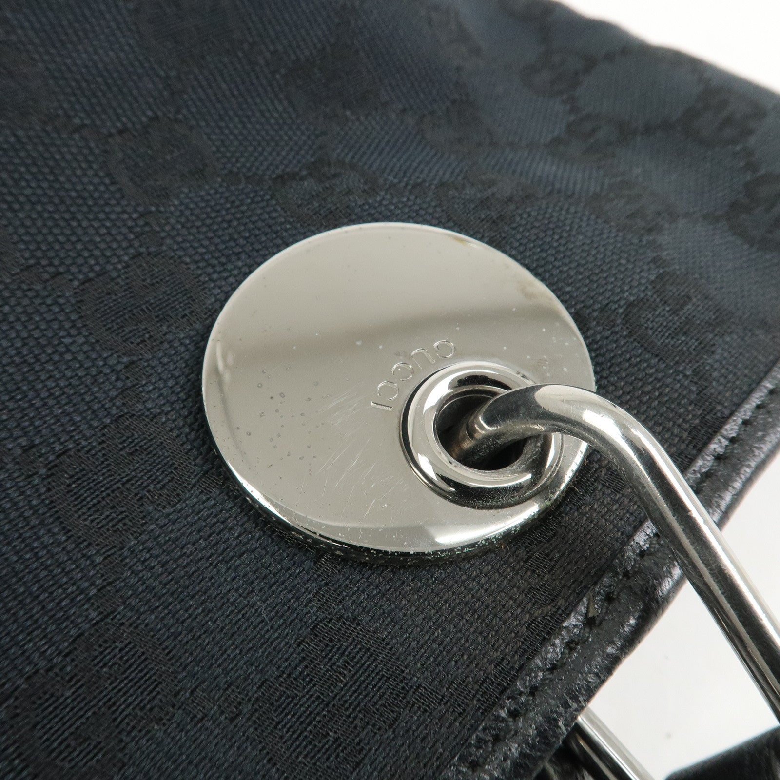 GUCCI GG Canvas Leather Tote Bag Shoulder Bag Hand Bag Black 120836