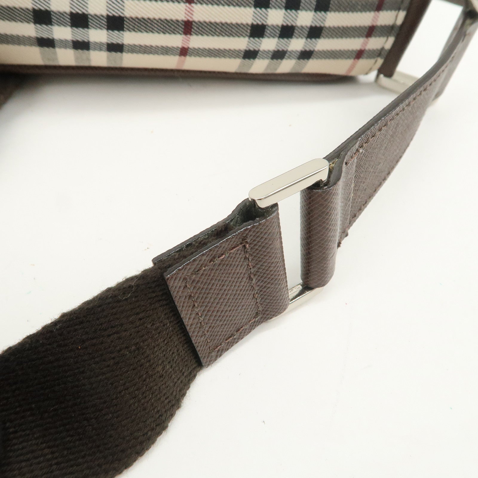 BURBERRY Nova Plaid Canvas Leather Shoulder Crossbody Bag Beige