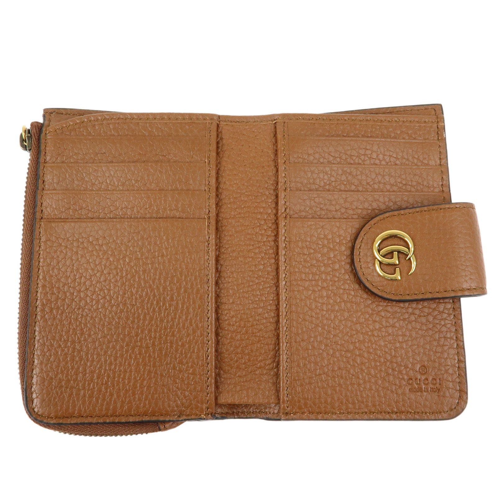GUCCI Bamboo Leather Zippy Compact Wallet Brown 739498