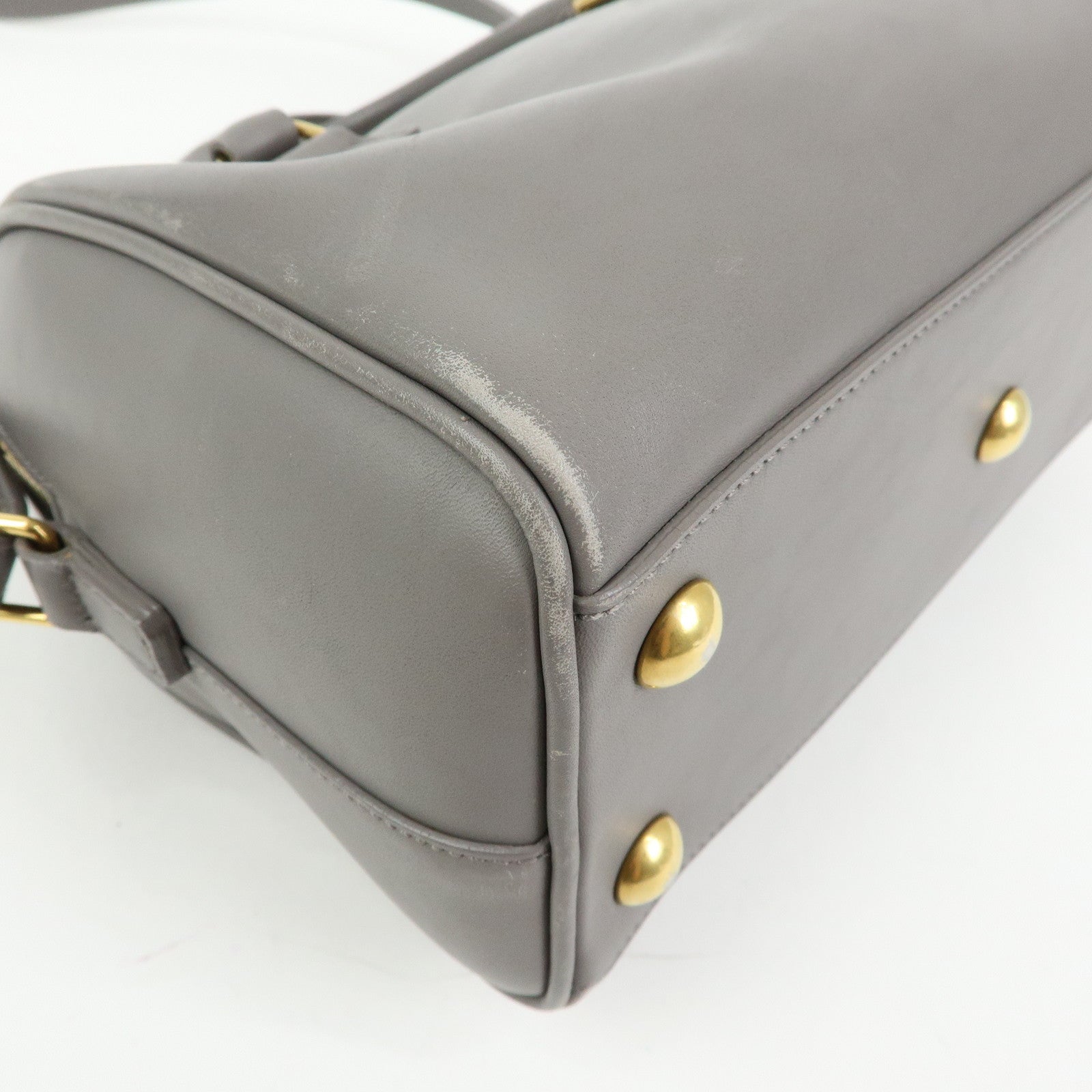 SAINT LAURENT PARIS Baby Duffle Leather 2WAY Hand Bag Gray 330958