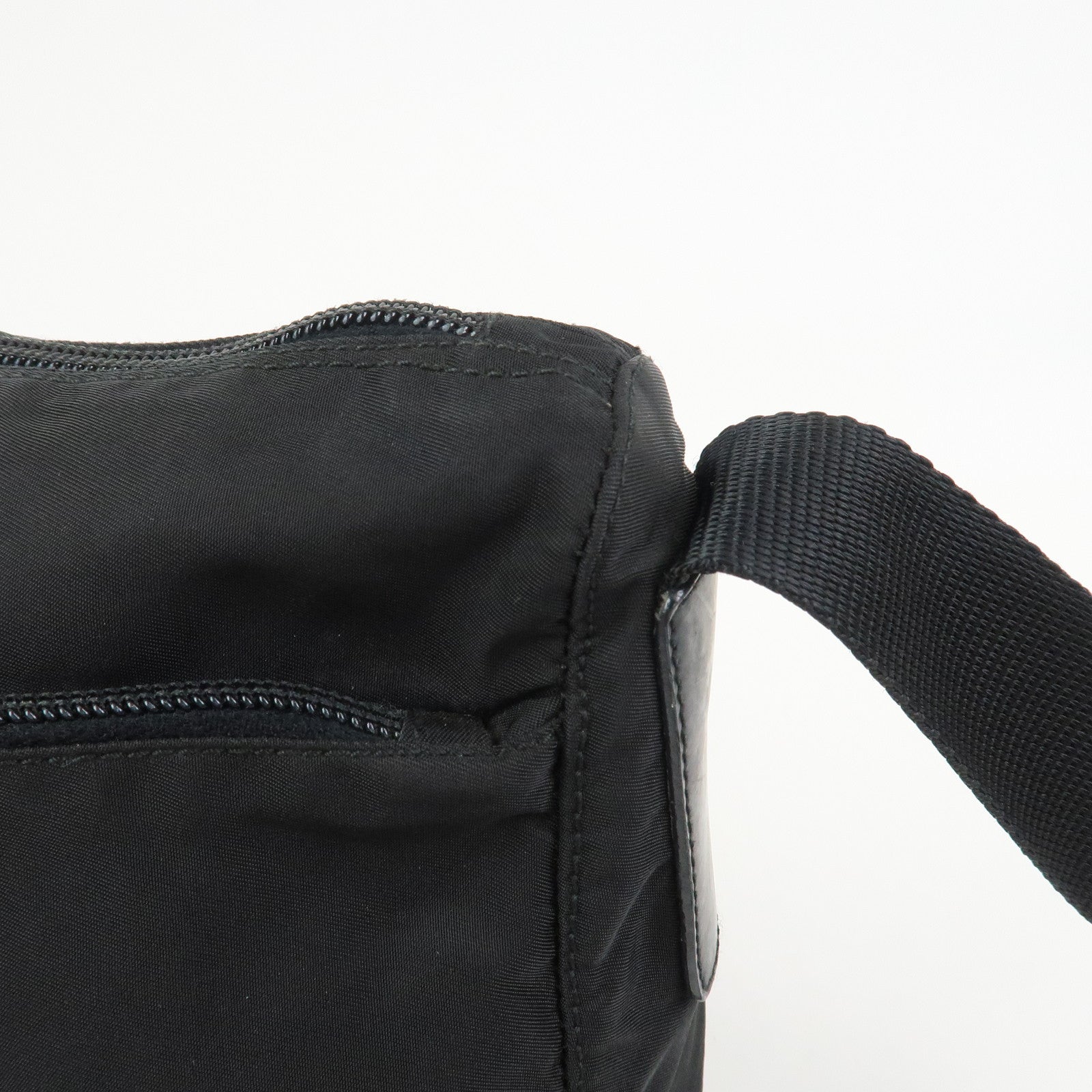 PRADA Nylon Leather Shoulder Bag Crossbody Bag Black B10140