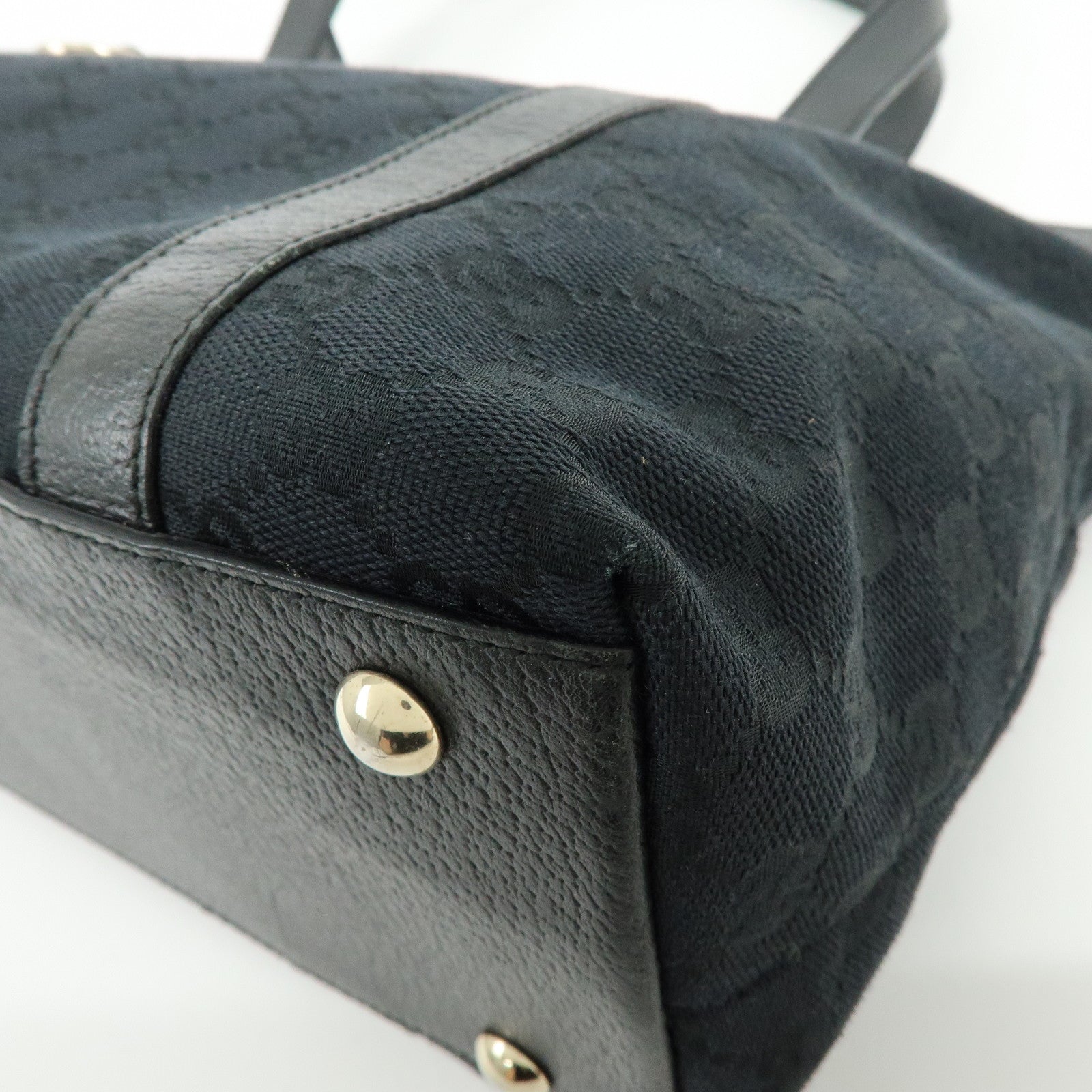 GUCCI Abbey GG Canvas Leather Tote Bag Shoulder Bag Black 141470