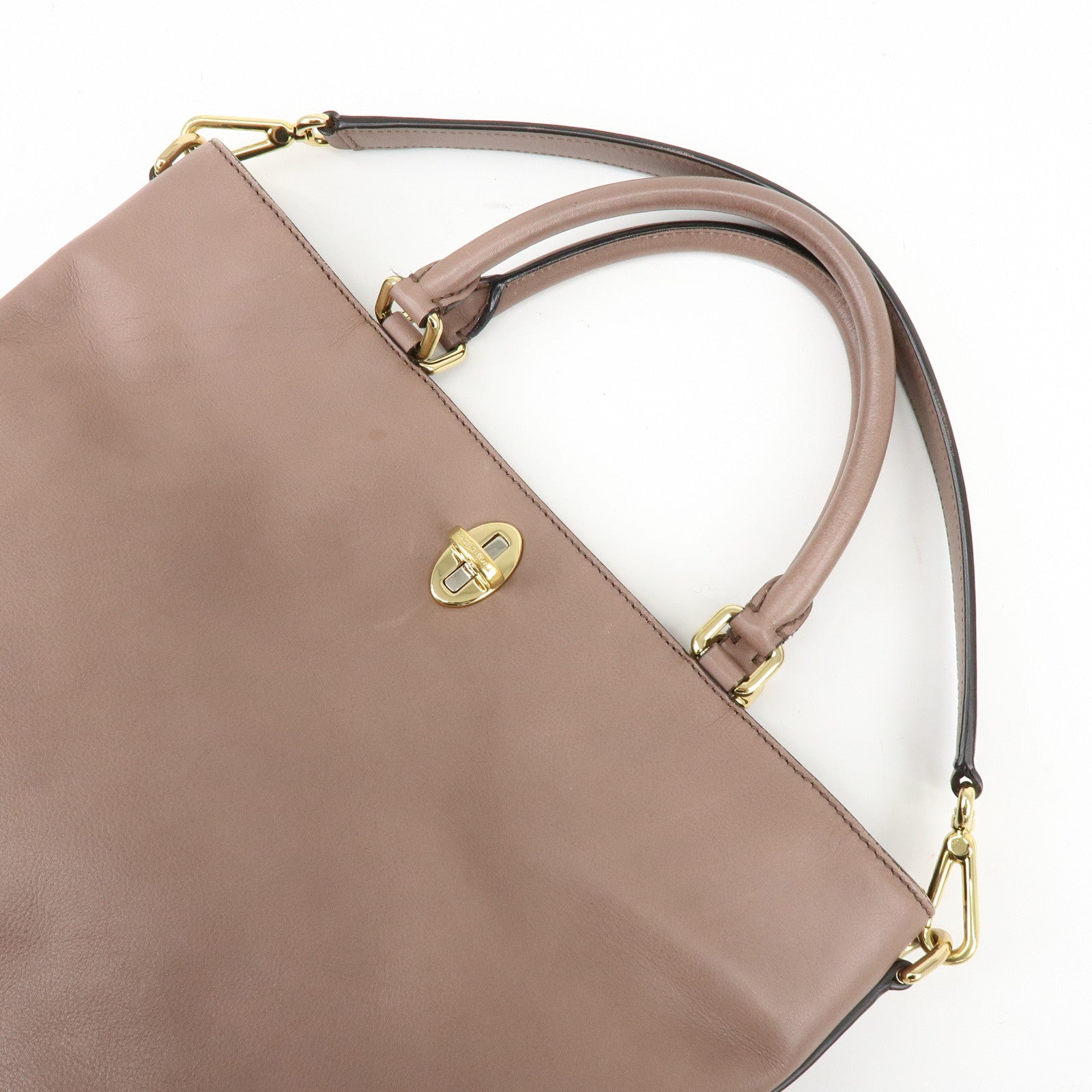Dolce & Gabbana Leather 2Way Bag Hand Bag Shoulder Bag Brown