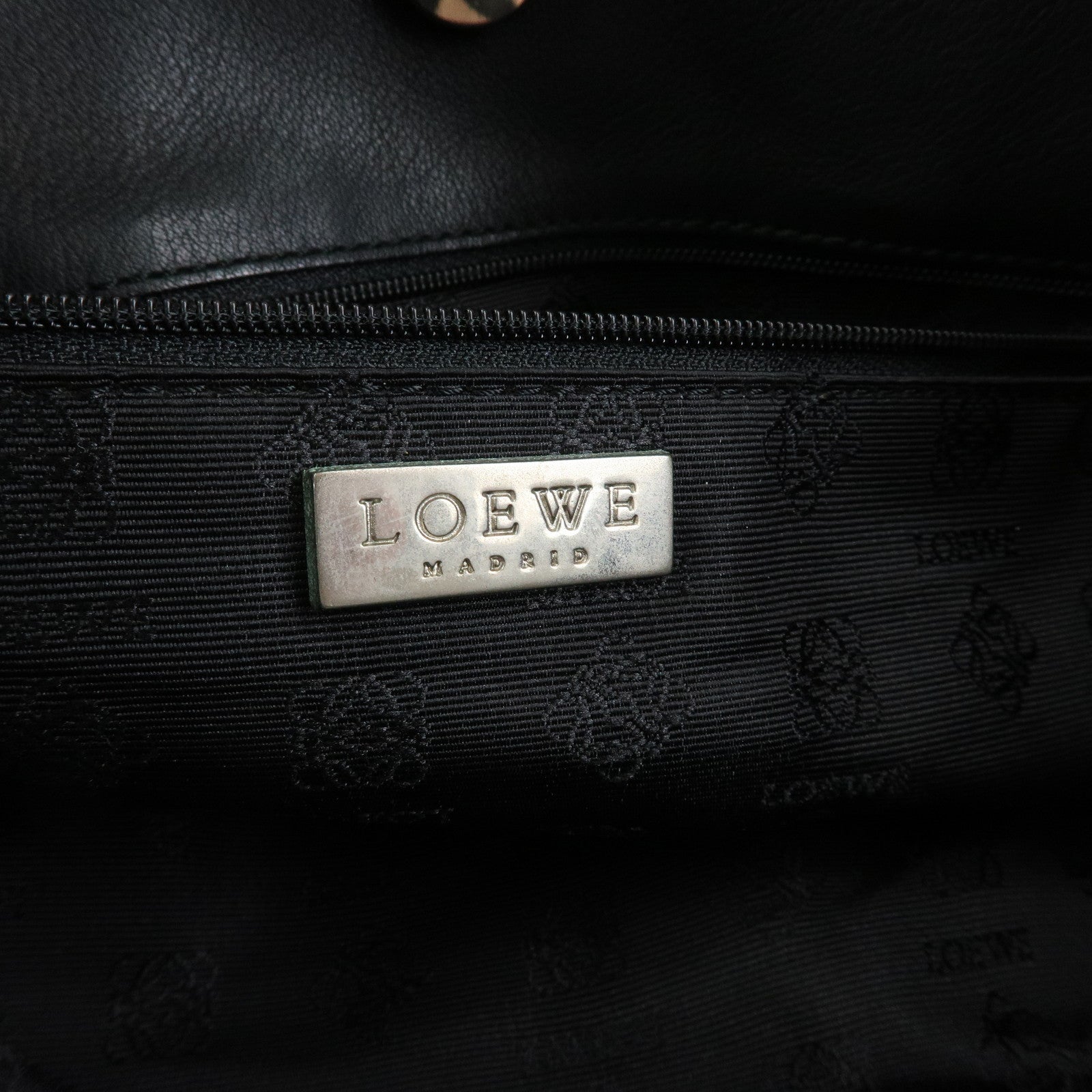 LOEWE Anagram Suede Leather Hand Bag Tote Bag Black