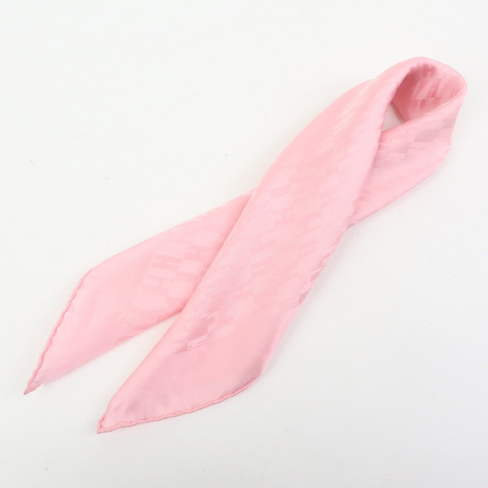HERMES Pochette Faconnee Grand H Silk 100% Scarf Pocket Square Pink