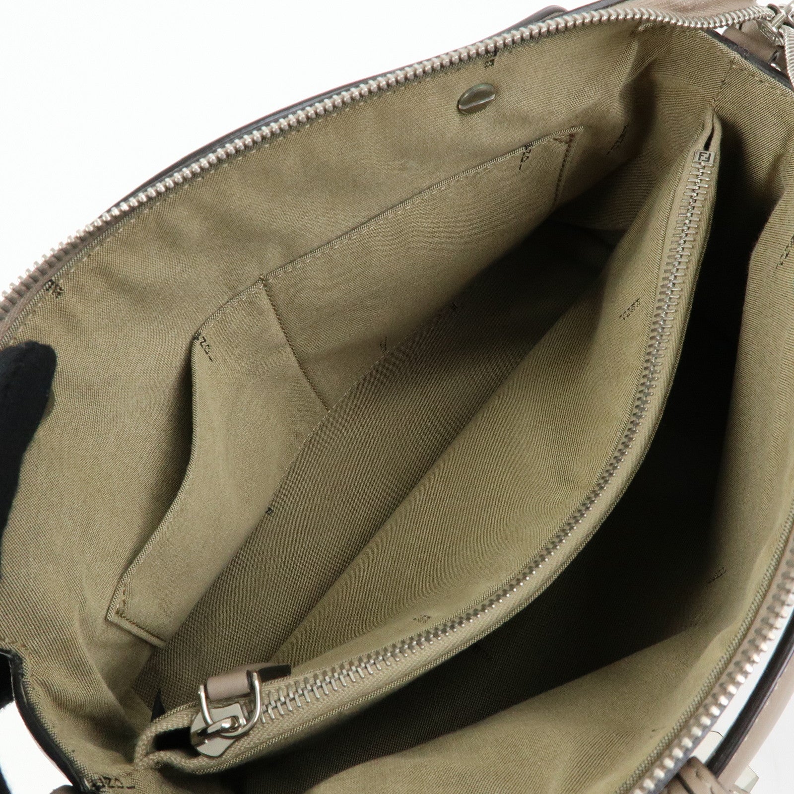 FENDI Bay The Way Leather 2Way Bag Shoulder Bag Greige 8BL124