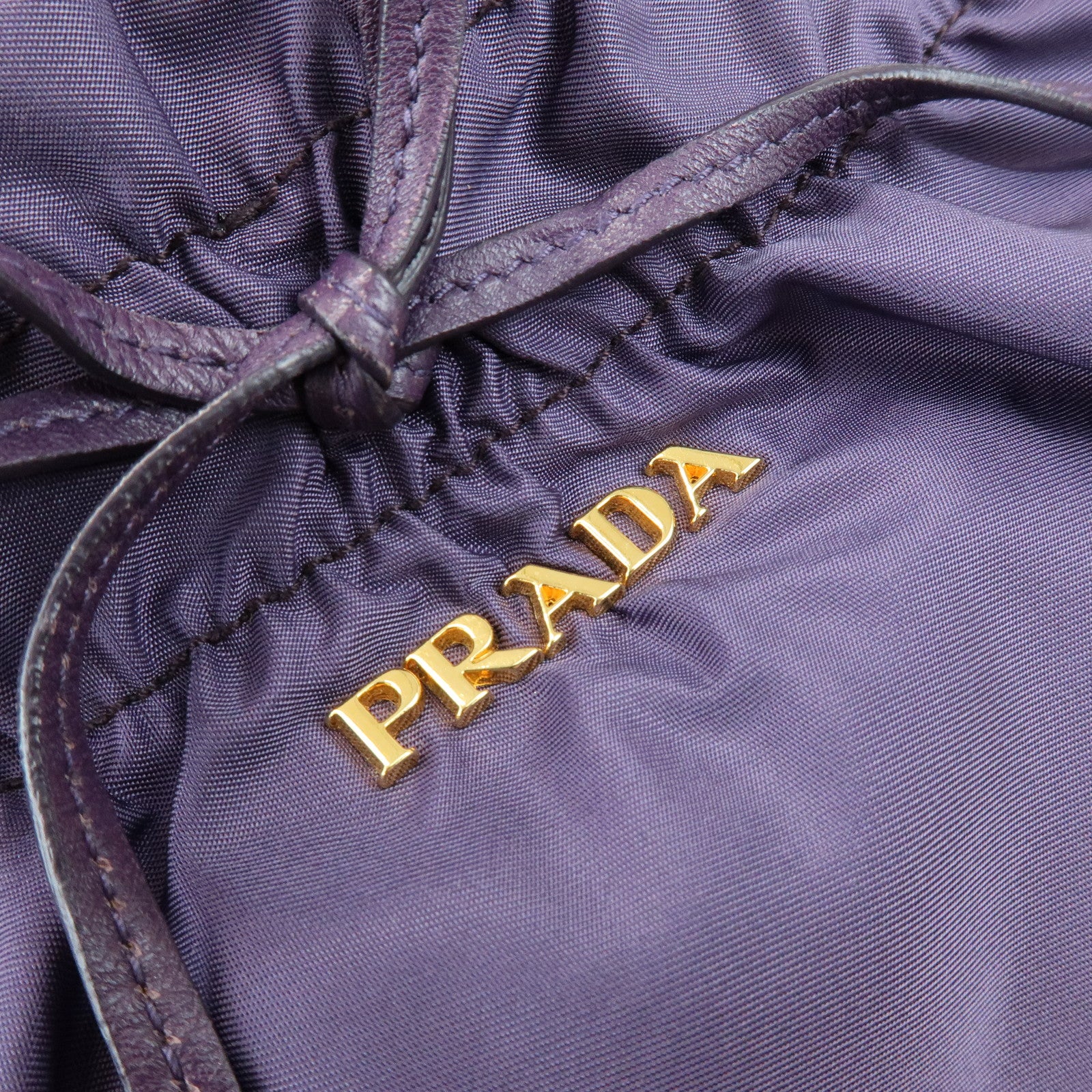 PRADA Ribbon Nylon Leather Shoulder Bag Hand Bag Purple BR4237
