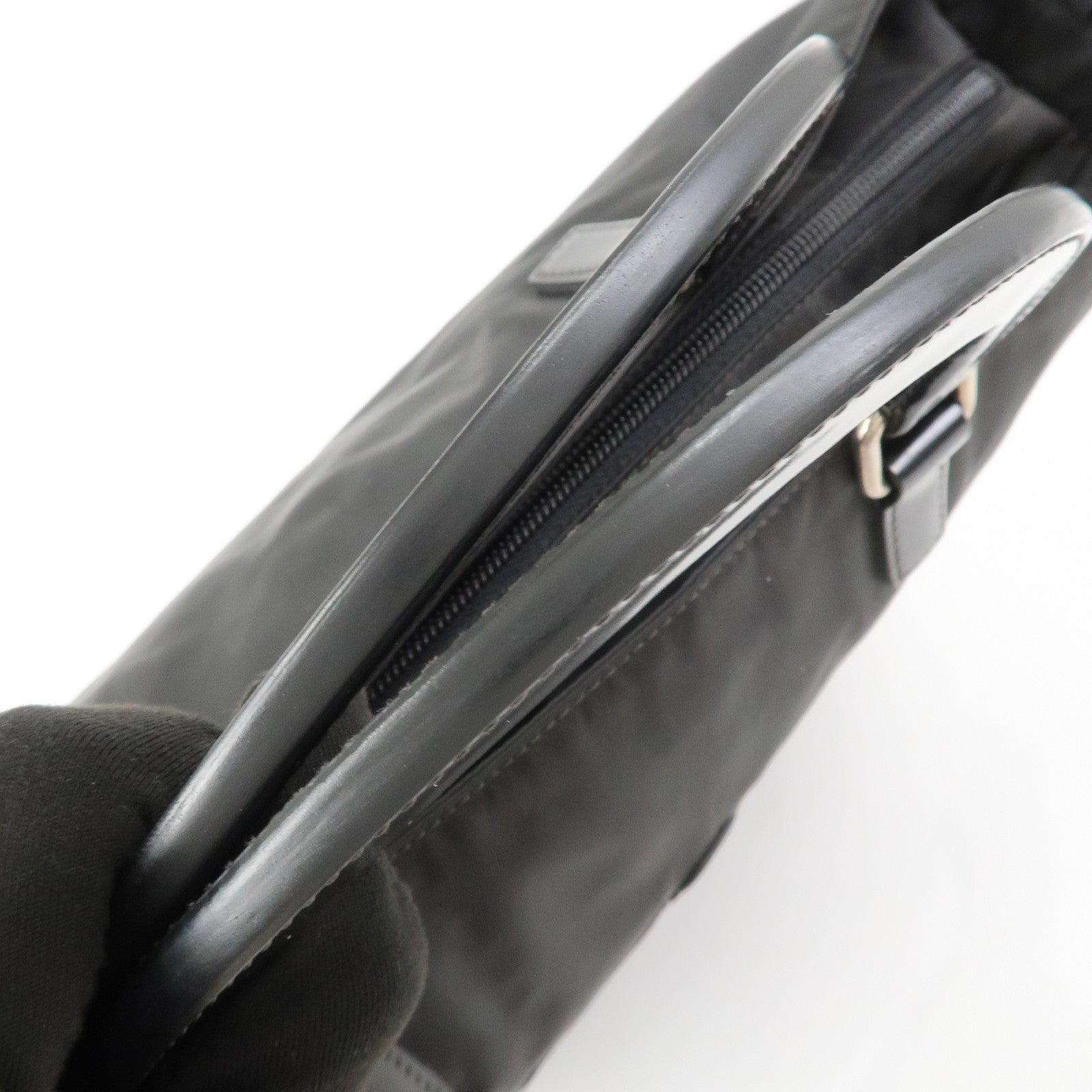 PRADA Nylon Patent Leather 2Way Bag Shoulder Bag Black BN1106