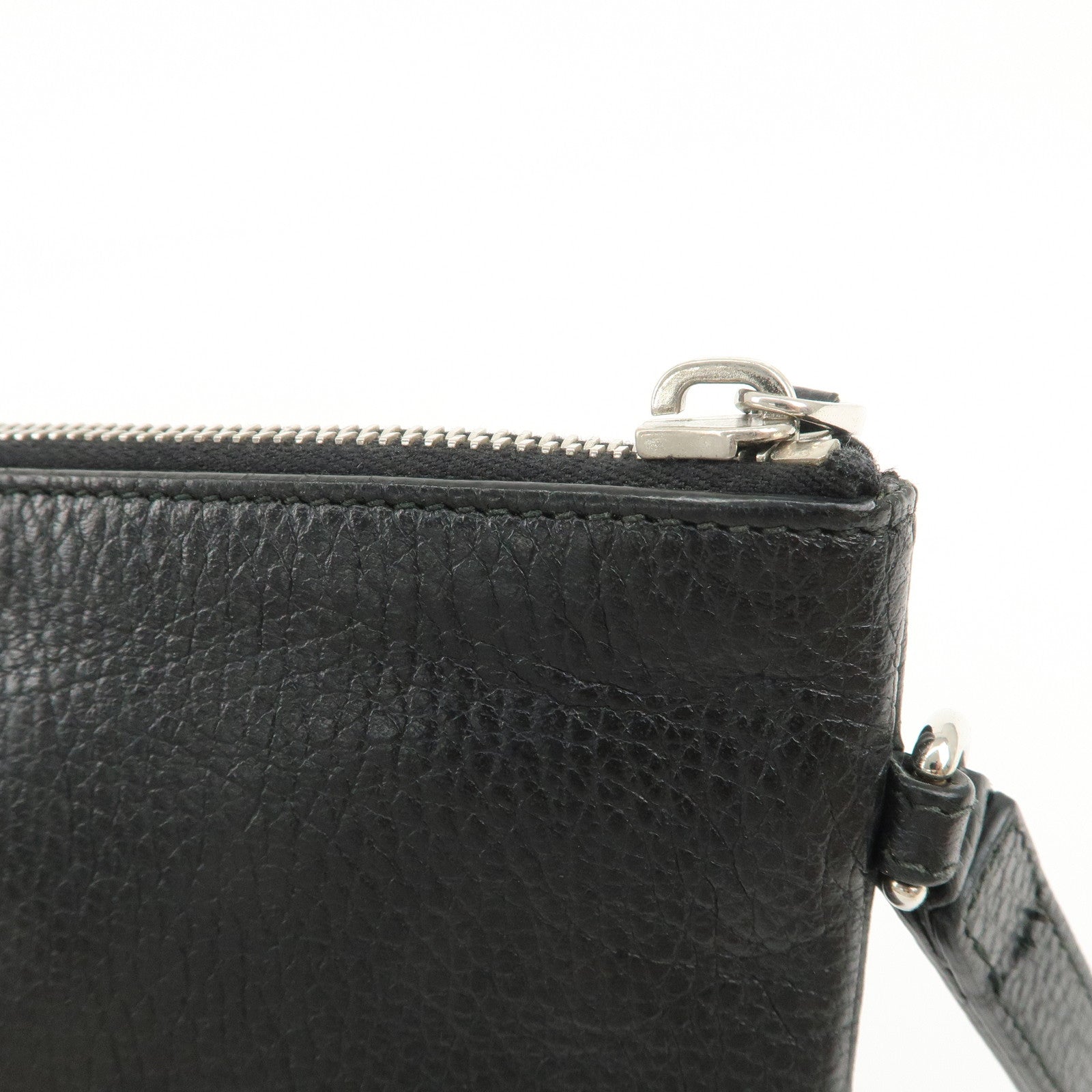 GUCCI Leather Clutch Bag Pouch Black Silver Hardware 546532 Used