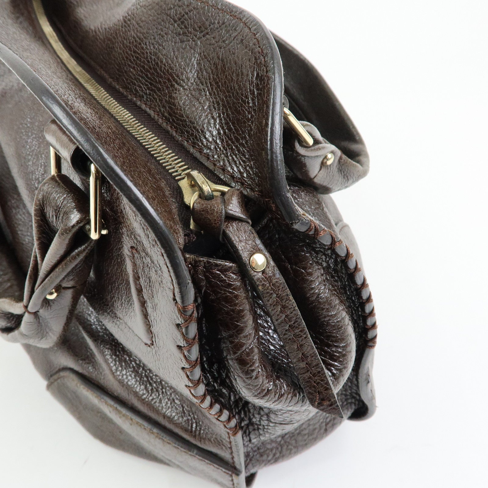 CELINE Bittersweet Leather Shoulder Bag Hand Bag Brown