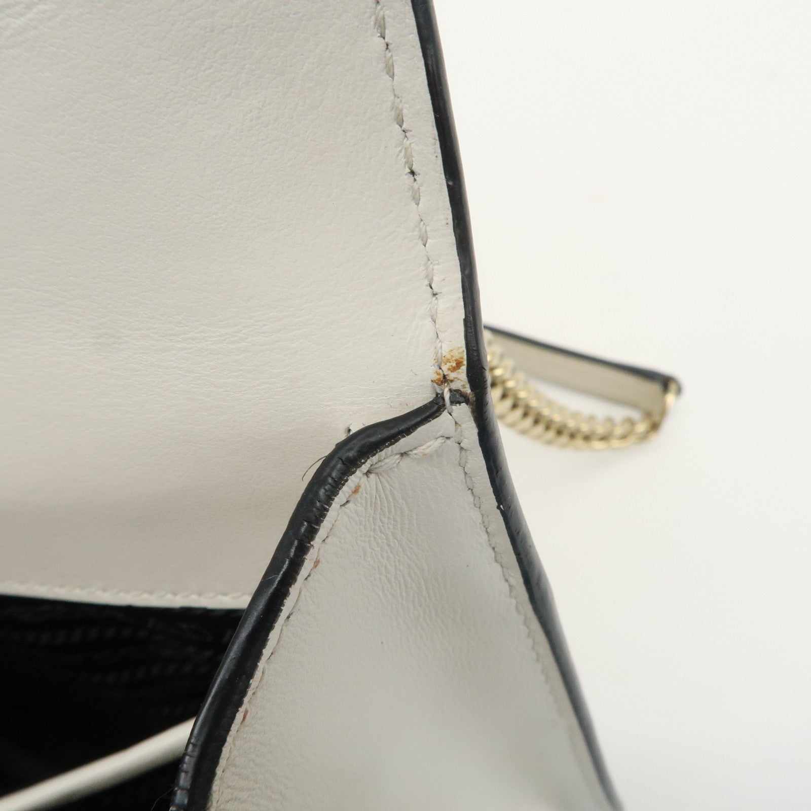 PRADA Triangle Logo Saffiano Leather Chain Shoulder Bag 1BD200