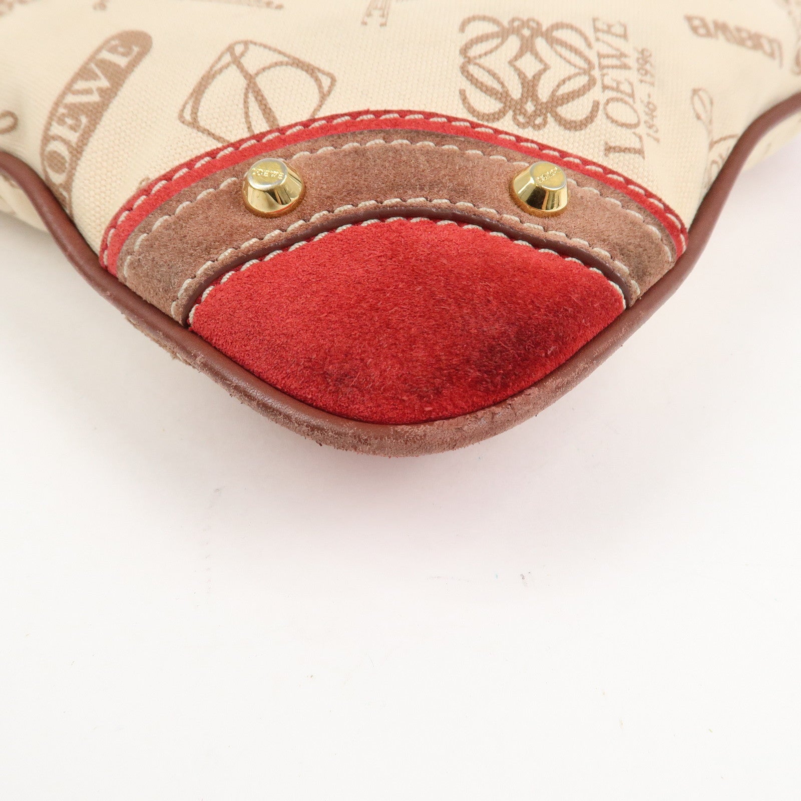 LOEWE Anagram 160th Anniversary Canvas Leather Shoulder Bag Beige