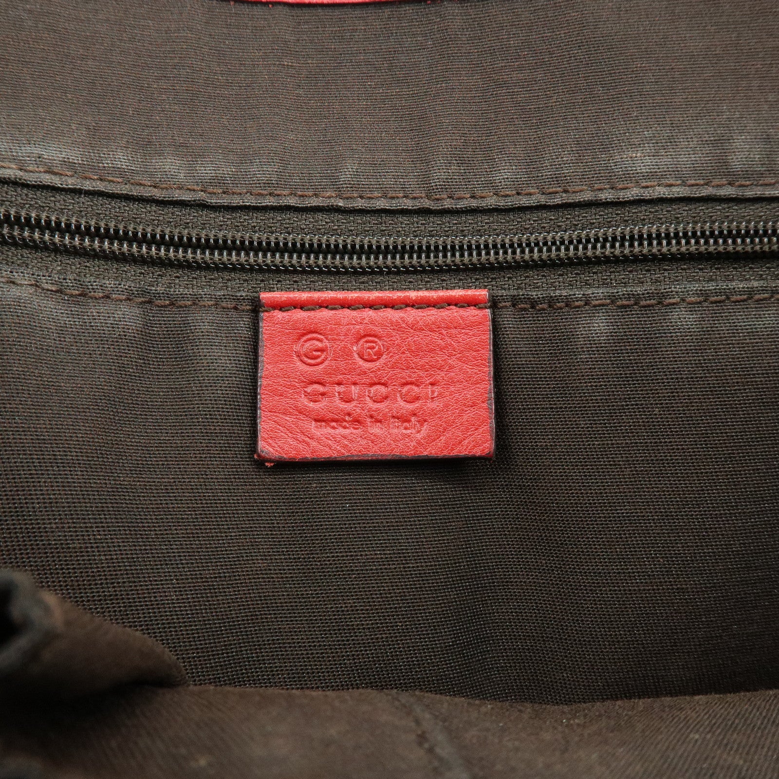GUCCI GG Canvas Leather Tote Bag Hand Bag Red 257249