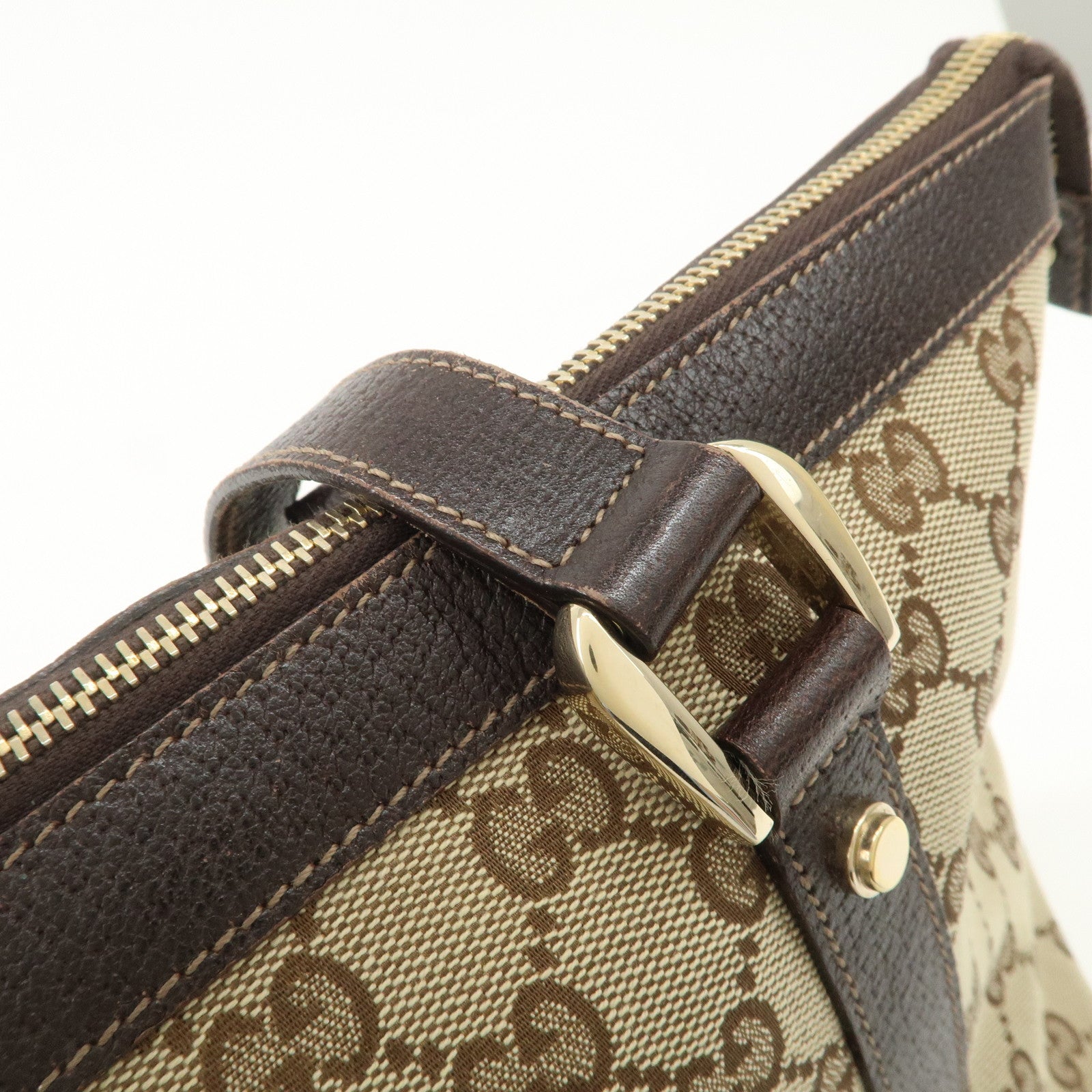 GUCCI Abbey GG Canvas Leather Tote Bag Hand Bag Beige 141470 Used