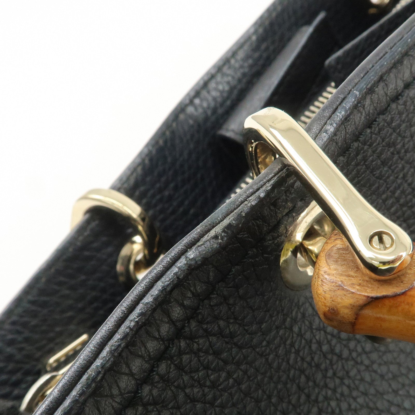 GUCCI Bamboo Shopper Medium 2Way Bag Shoulder Bag Black 323660