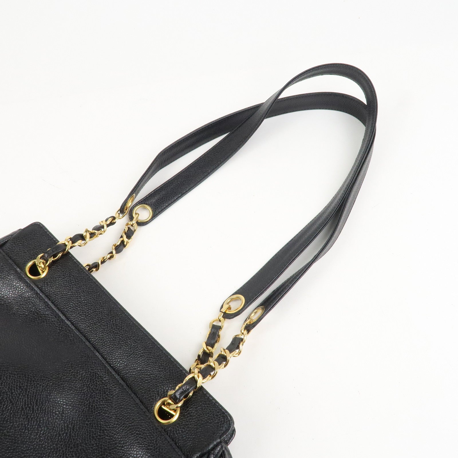CHANEL Triple COCO Mark Caviarskin Chain Shoulder Bag Black