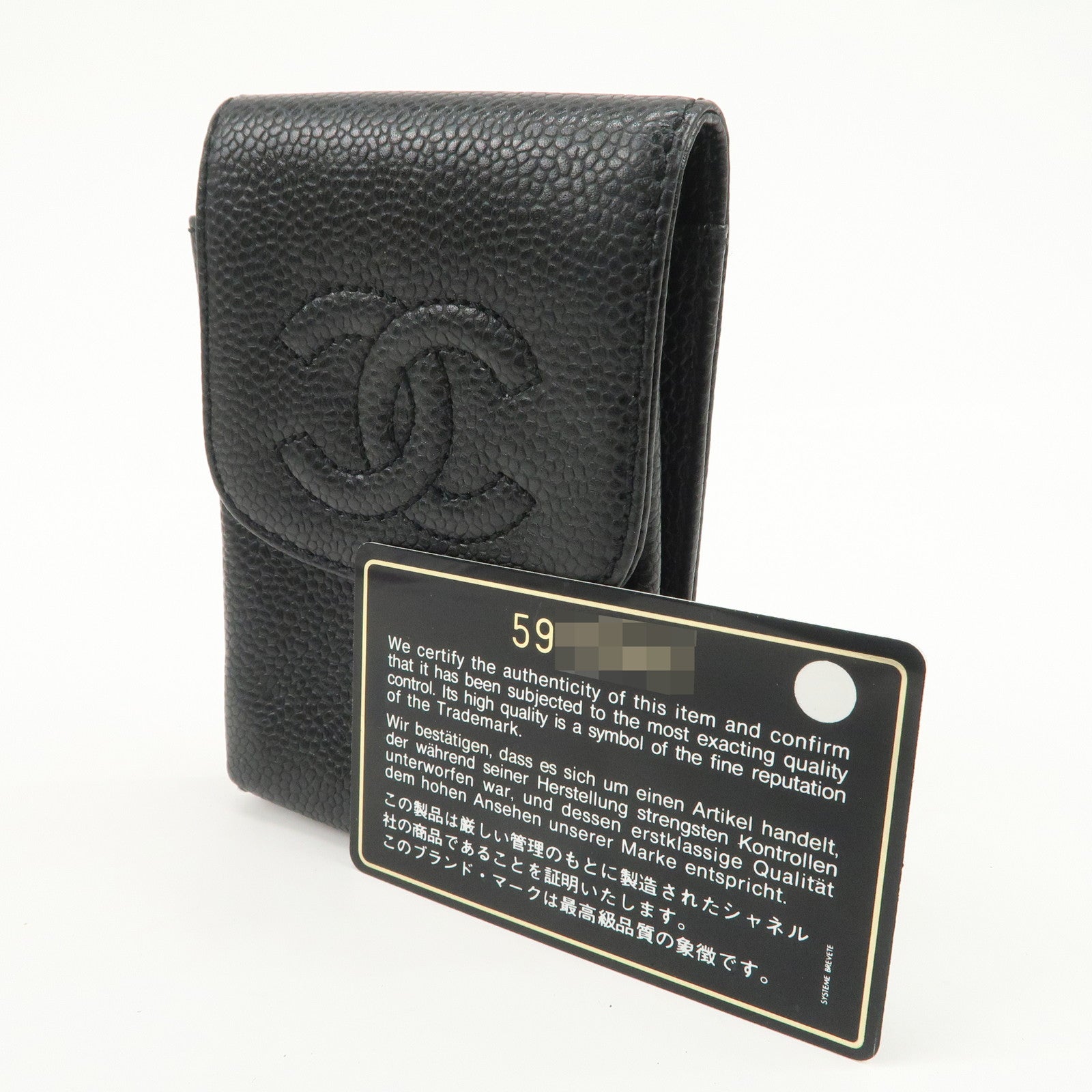 CHANEL COCO Mark Caviarskin Cigarette Case Black A13511
