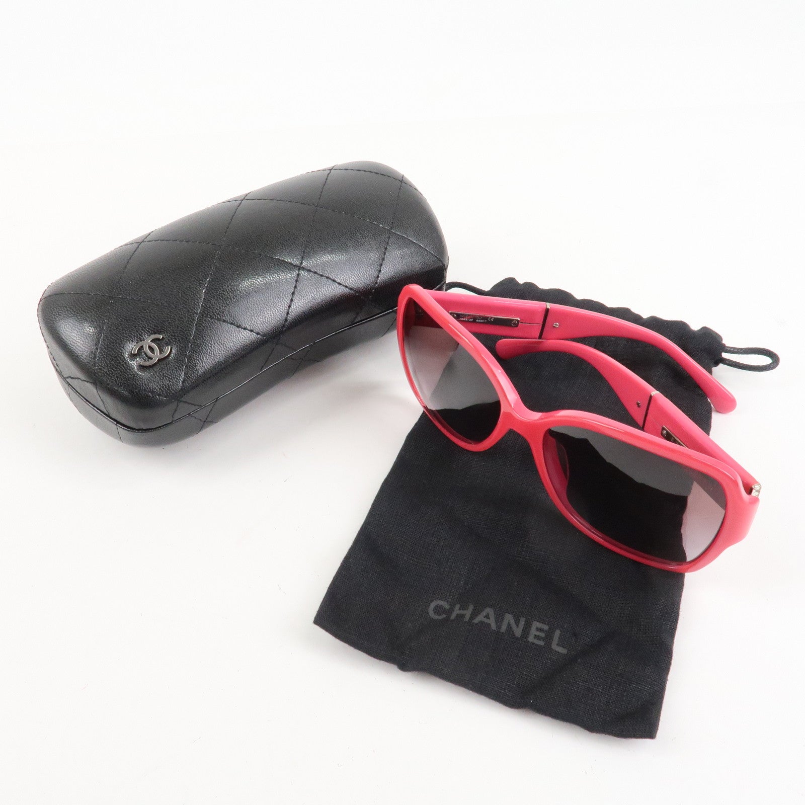 CHANEL Plastic Side COCO Mark Sunglasses Pink 1349/3P Used
