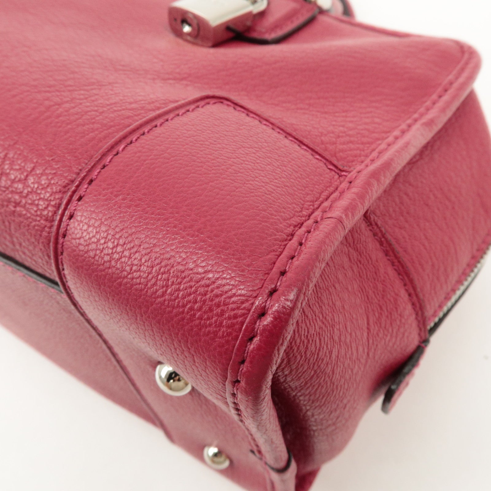 LOEWE Anagram Leather Amazona 28 Hand Bag Boston Bag Red Used