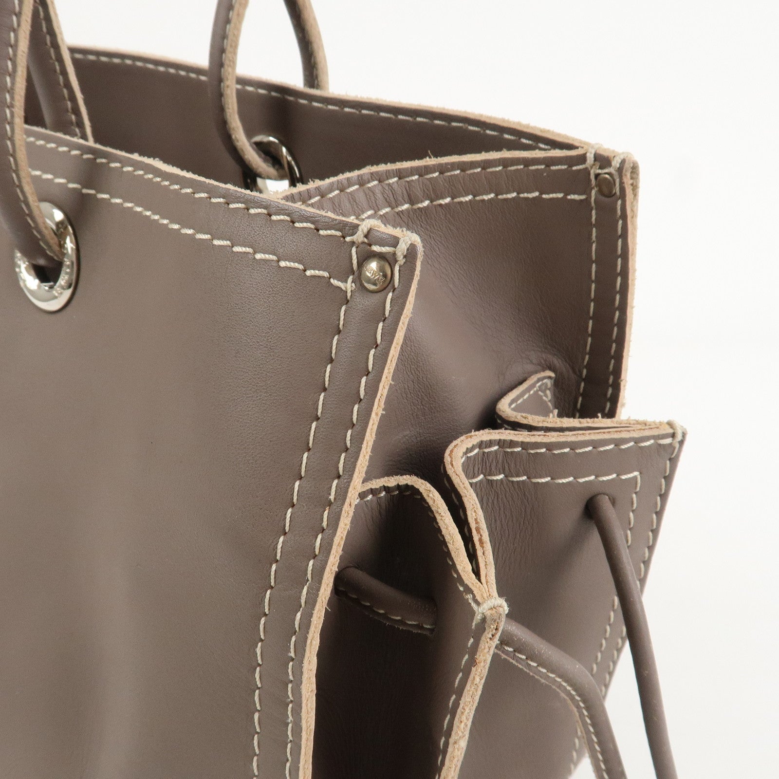 LOEWE Anagram Leather Shopper Tote Bag Shoulder Bag Brown