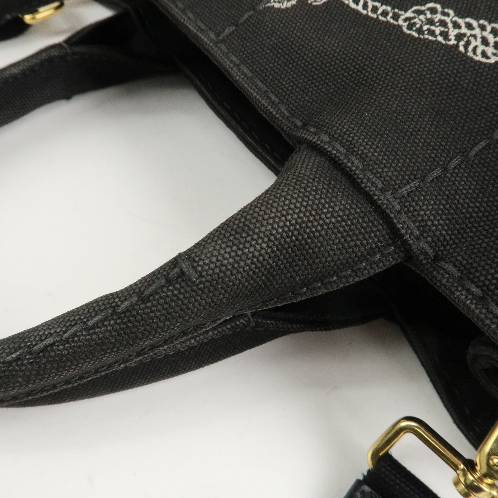 PRADA Canapa Mini Canvas 2Way Hand Bag Tote Bag Black 1BG439 Used