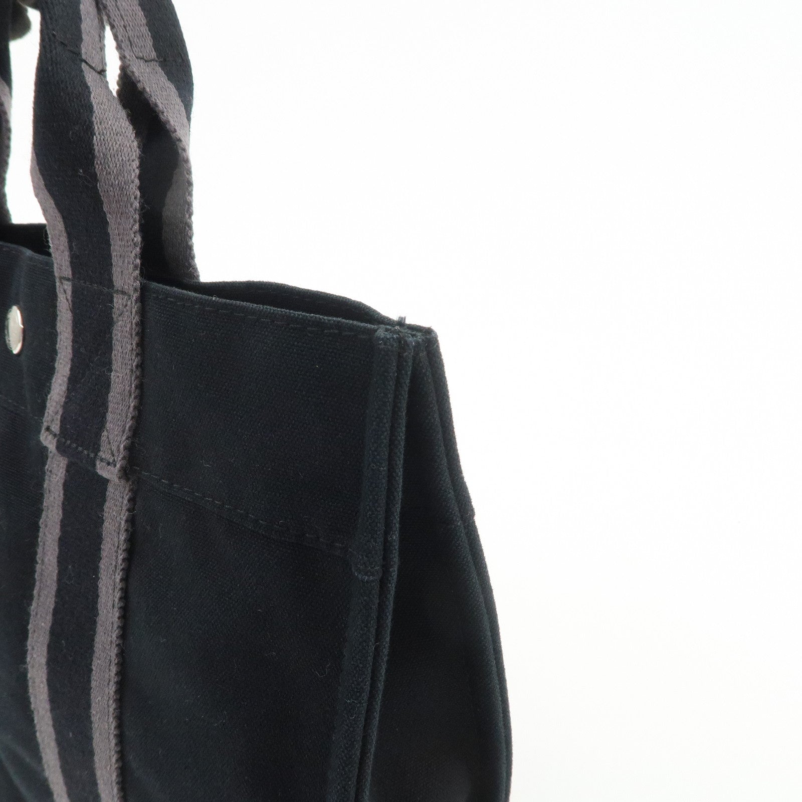 HERMES Fourre Tout PM Logo Canvas Tote Bag Hand Bag Black