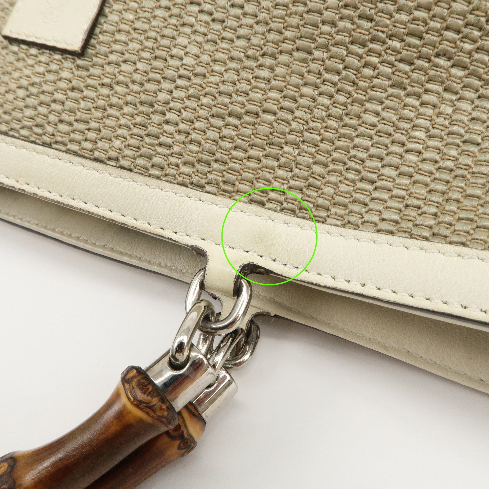 GUCCI Childrens Bamboo Raffia Leather Hand Bag Mini Tote Bag 311175