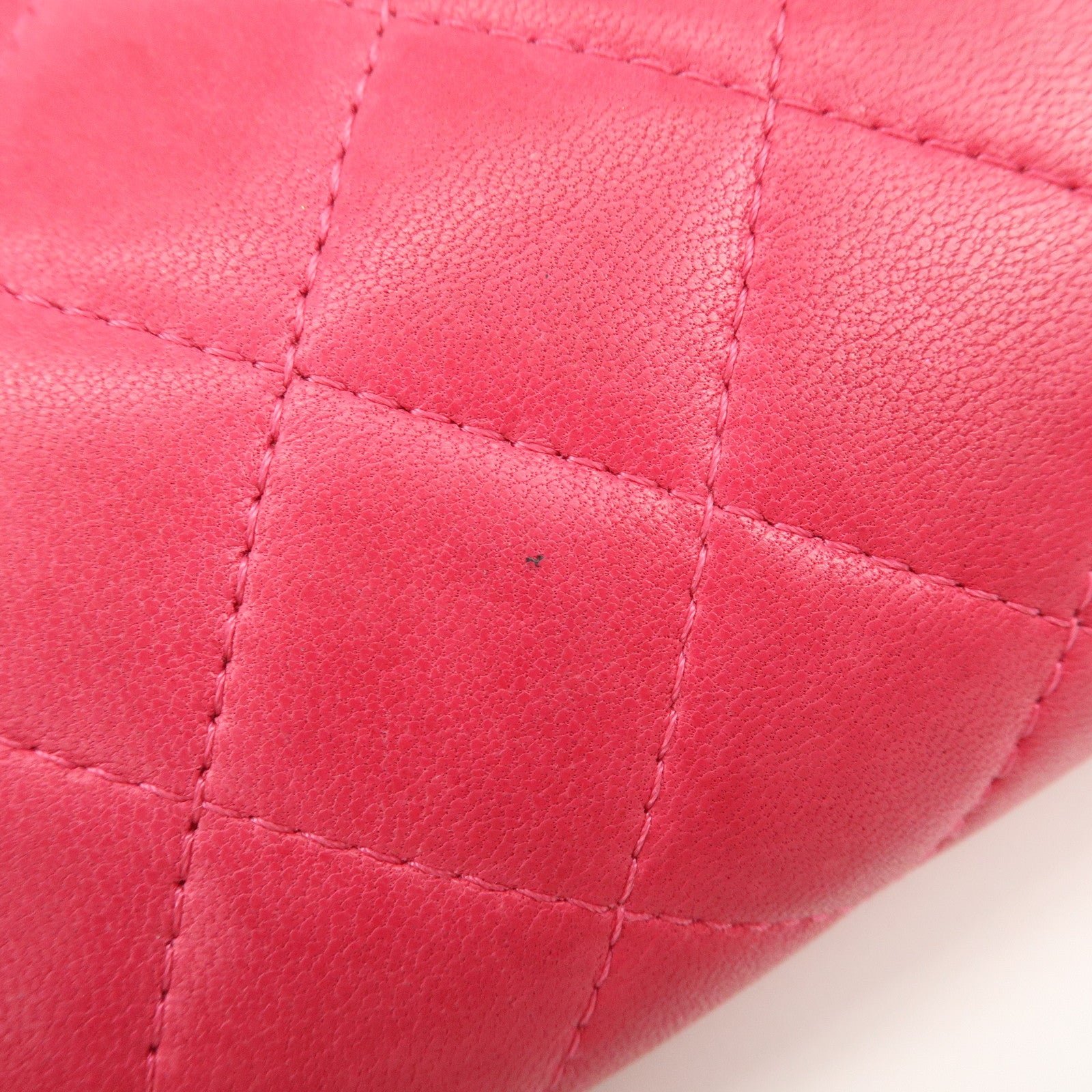 CHANEL Matelasse COCO Mark Lamb Skin Cosmetic Accessory Pouch Pink