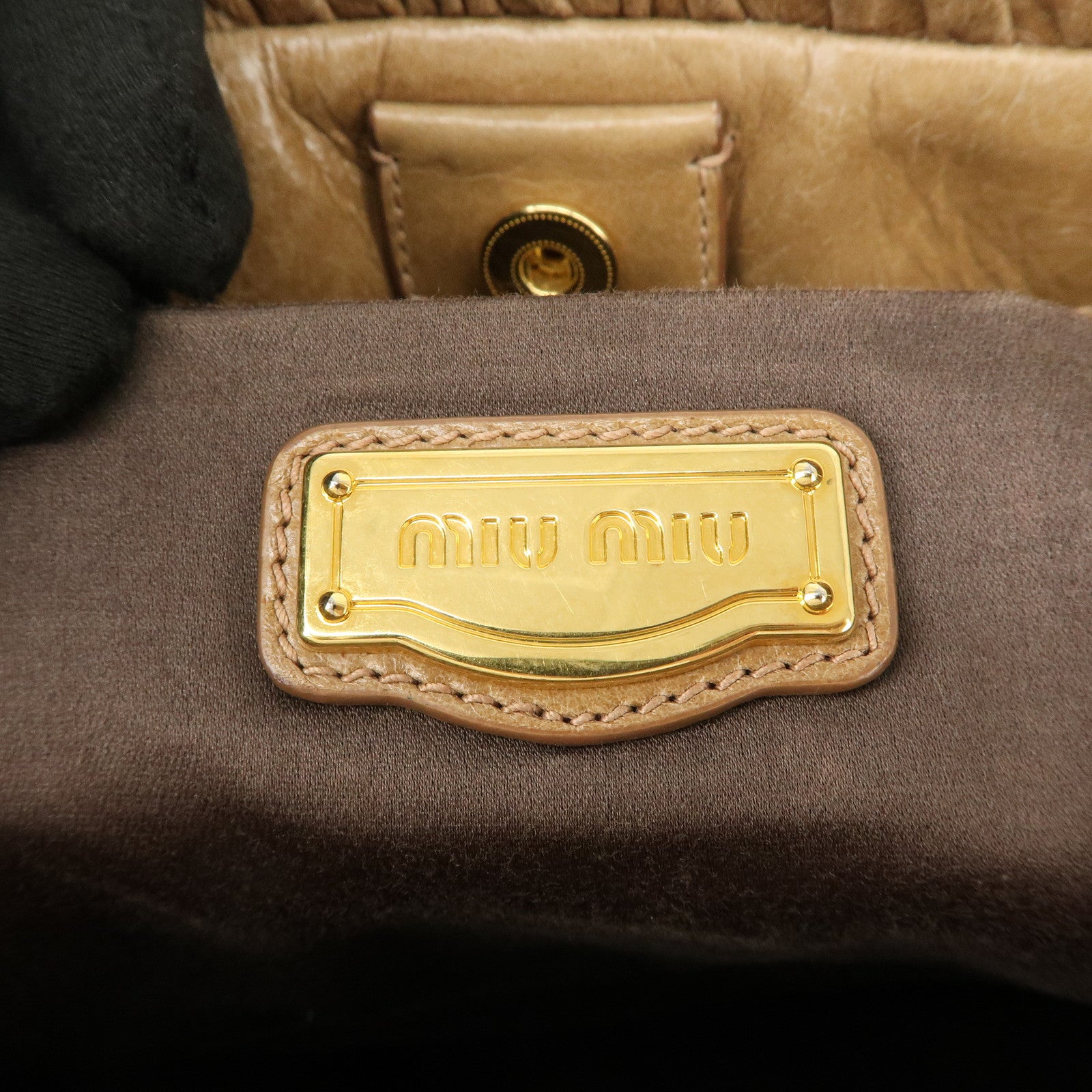 MIU MIU Leather 2Way Bag Hand Bag Shoulder Bag Brown RN0647
