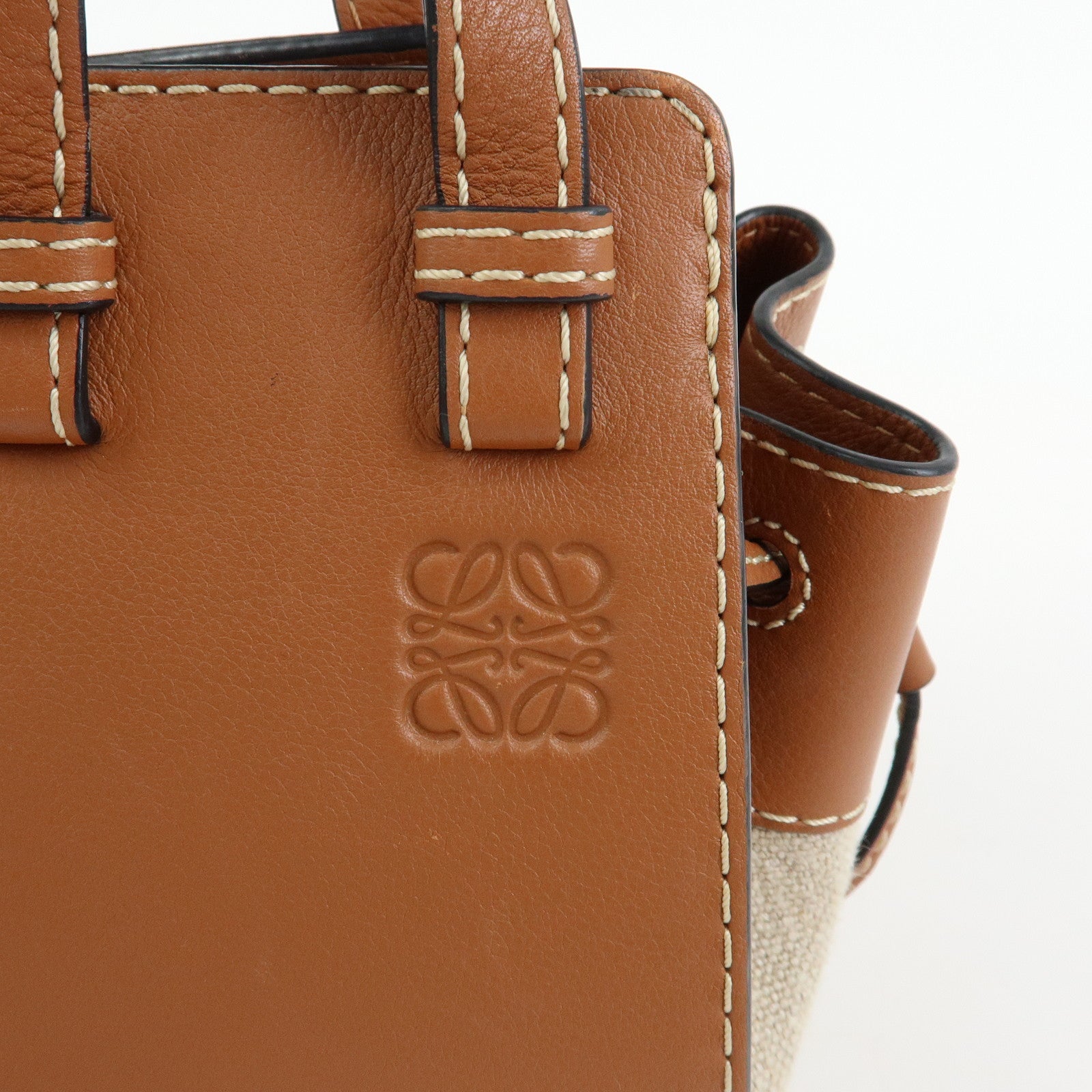 LOEWE Anagram Hammock Cotton Calf Leather Drawstring Mini 2Way Bag