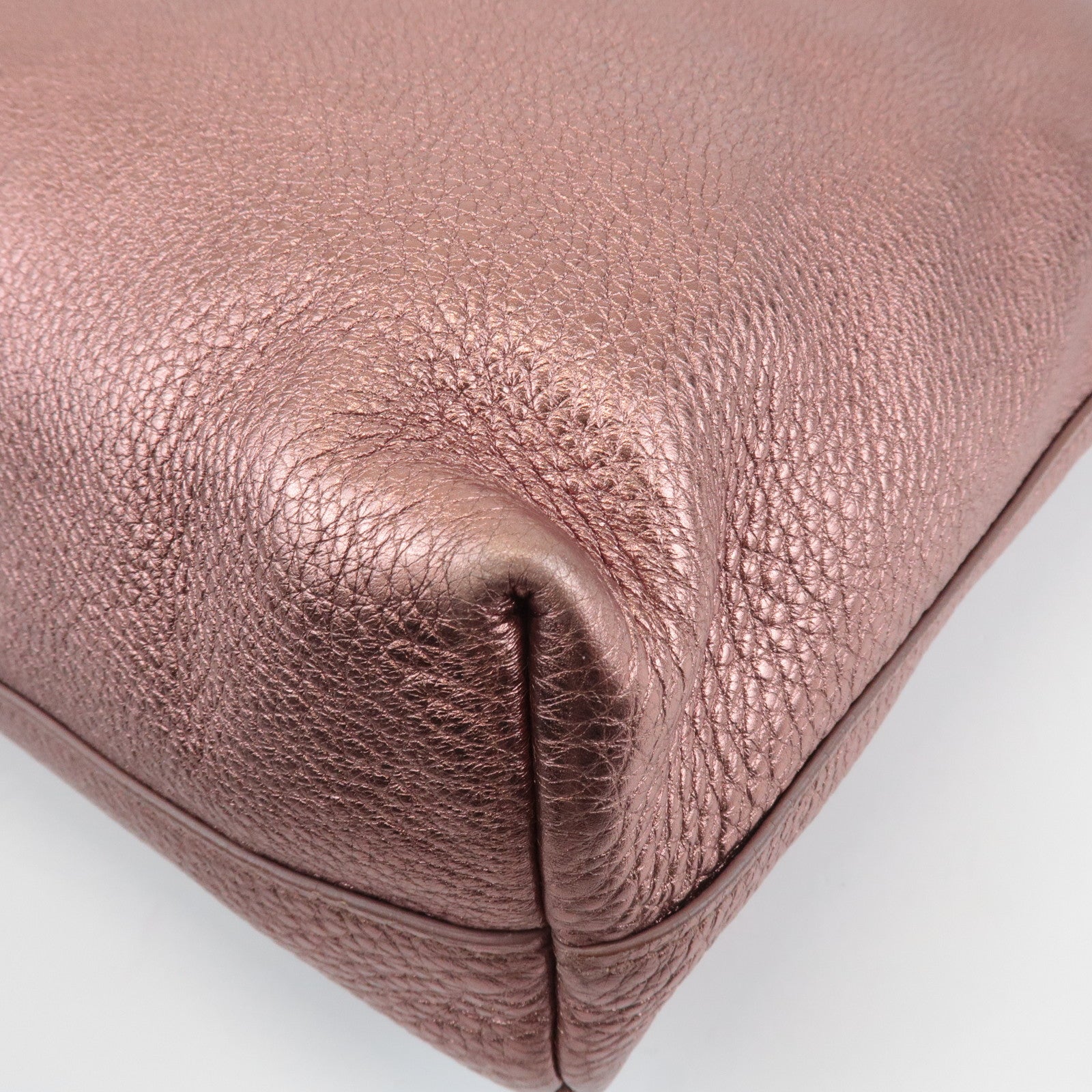 PRADA Leather 2Way Tote Bag Shoulder Bag Metallic Pink BN1713 Used