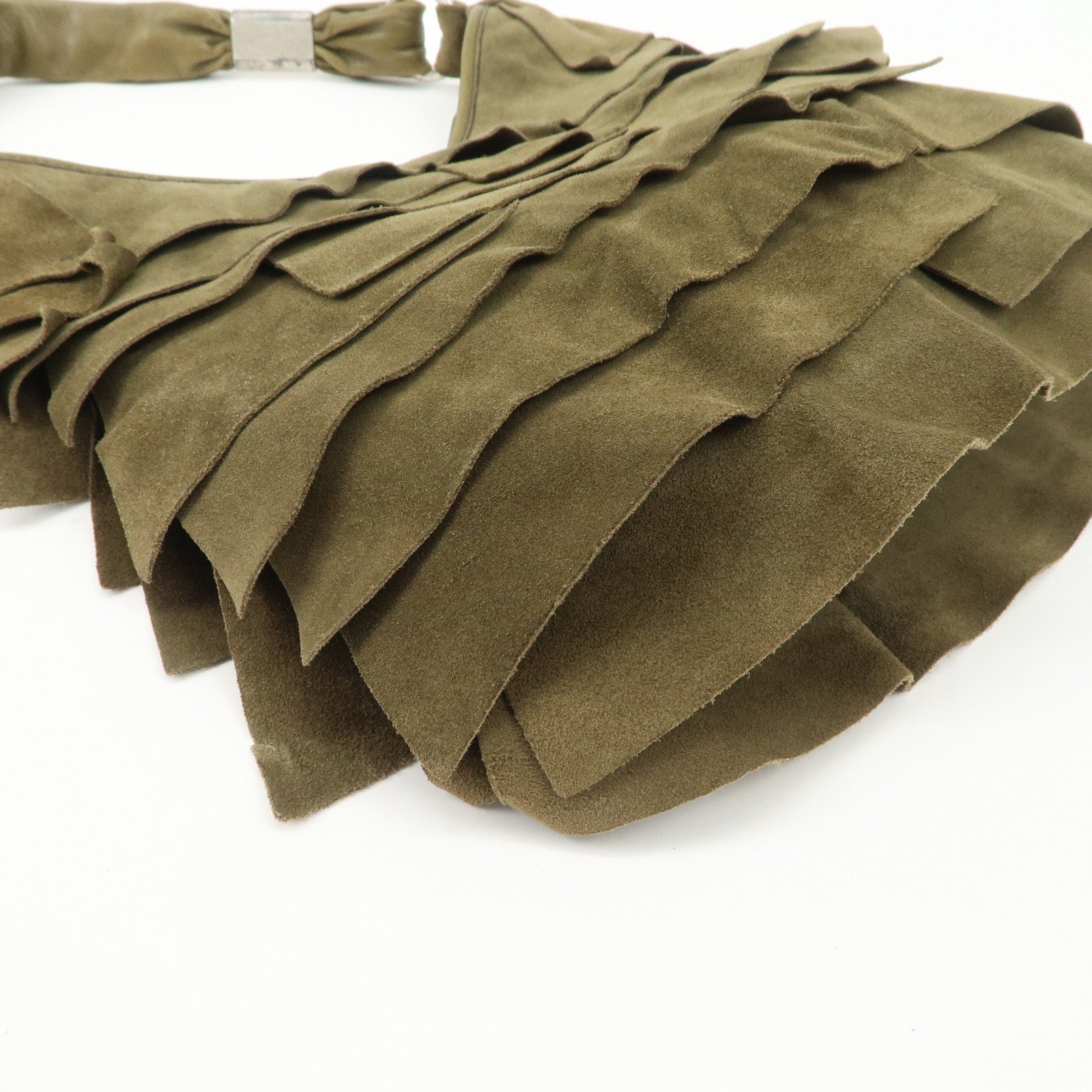 SAINT LAURENT Saint Tropez Suede Leather Shoulder Bag Khaki 12245