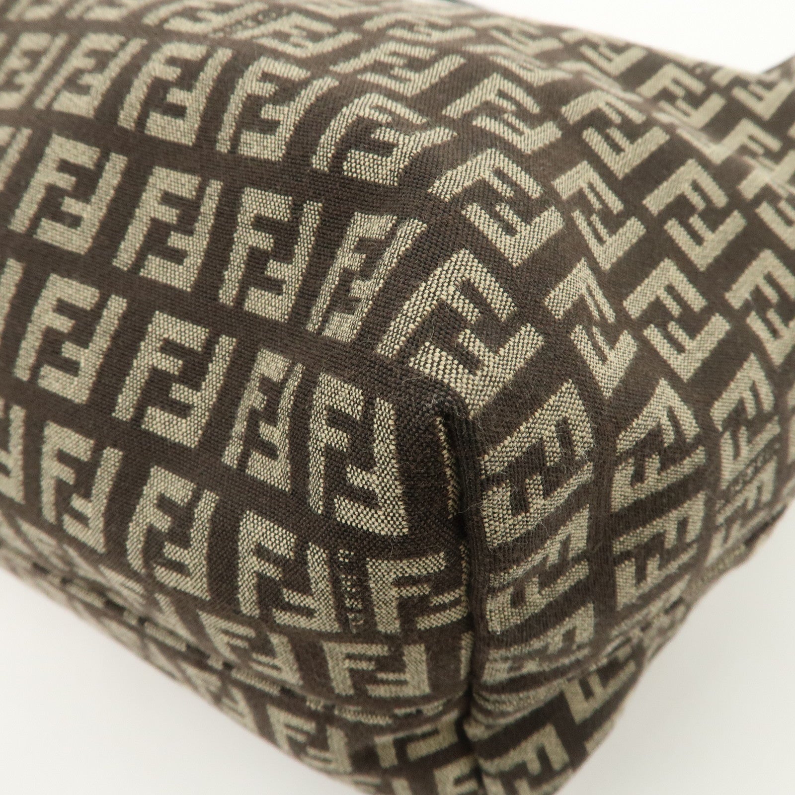 FENDI Zucchino Canvas Leather Tote Bag Beige Brown 8BH104