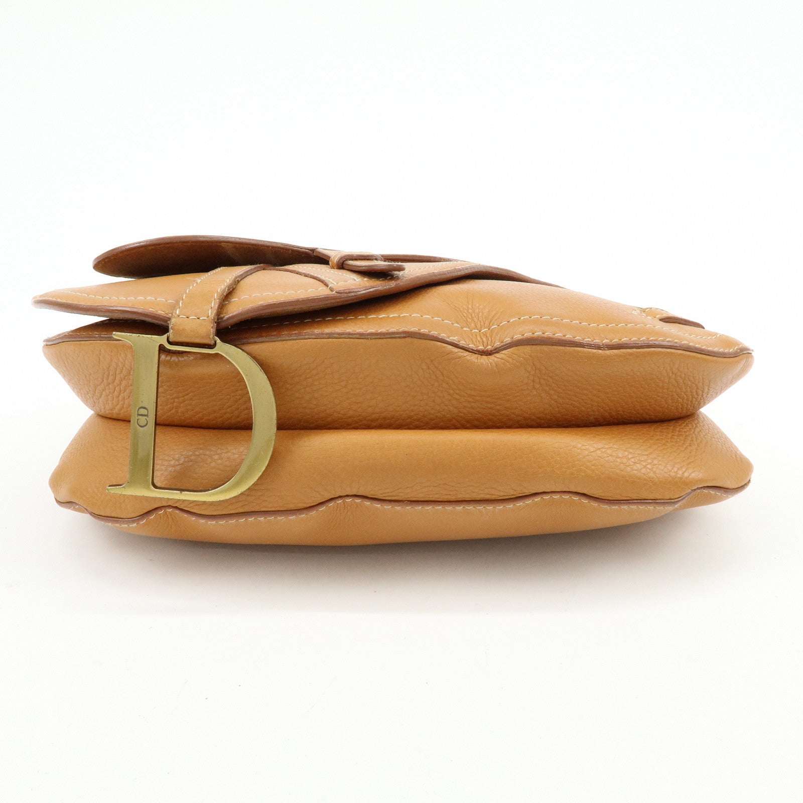 Christian Dior Saddle Leather Shoulder Bag Hand Bag Light Brown