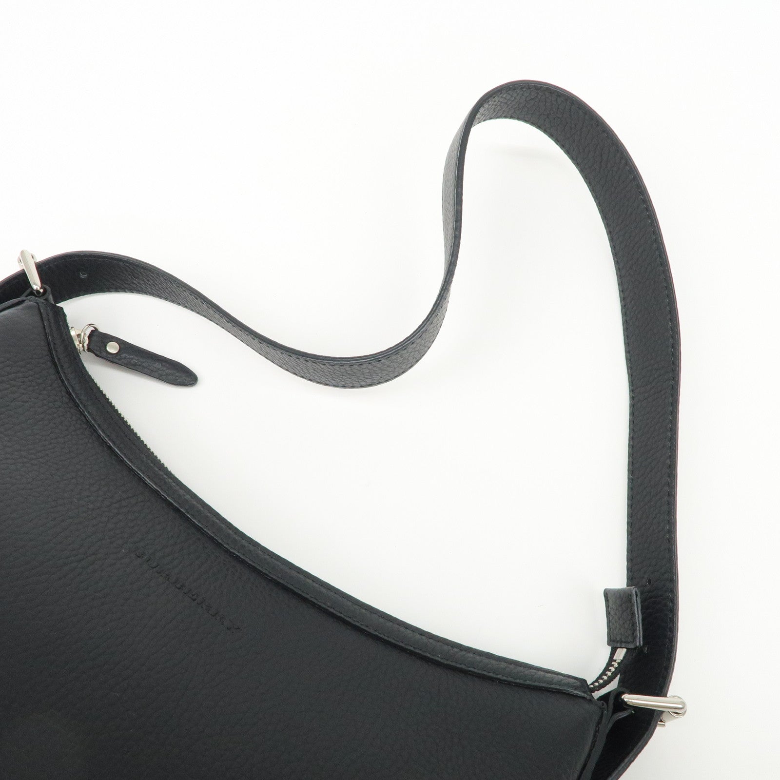 BURBERRY Leather Shoulder Bag Nova Plaid Black